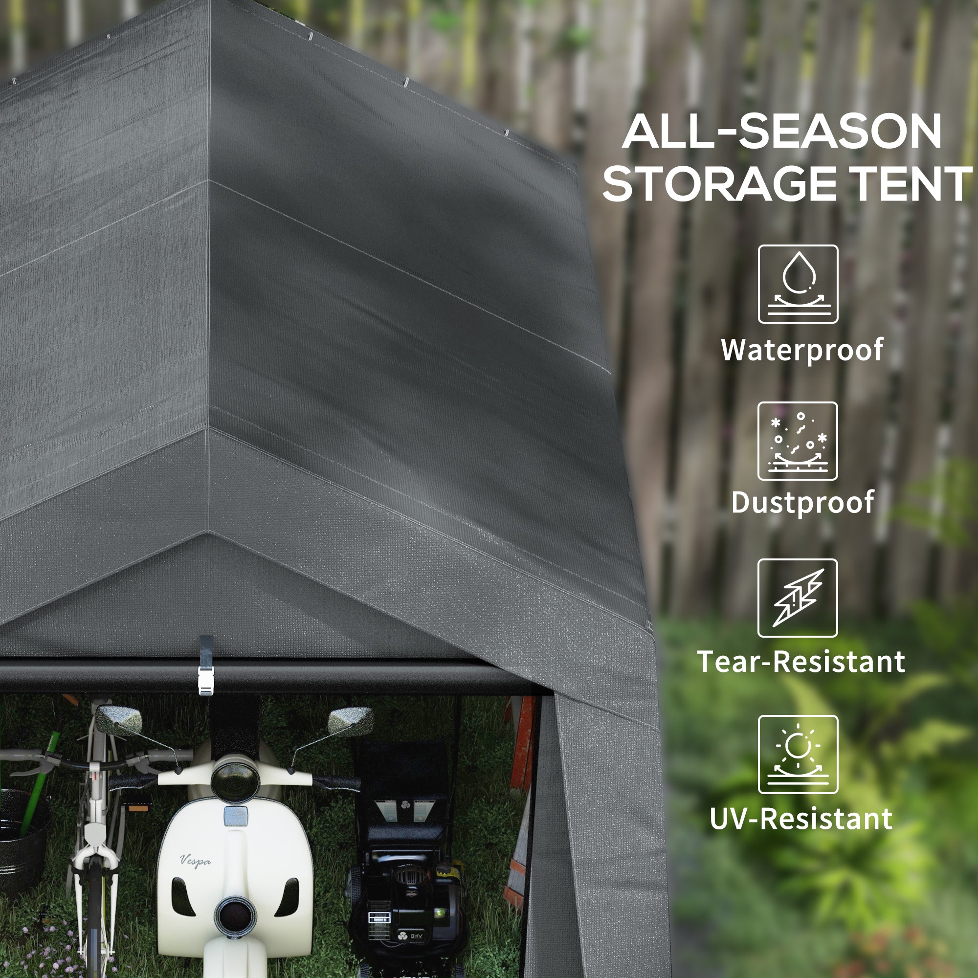 Outsunny 3 x 3(m) Waterproof Portable Shed, Garden Storage Tent with Ventilation Window, for Bike, Motorbike, Garden Tools - anydaydirect