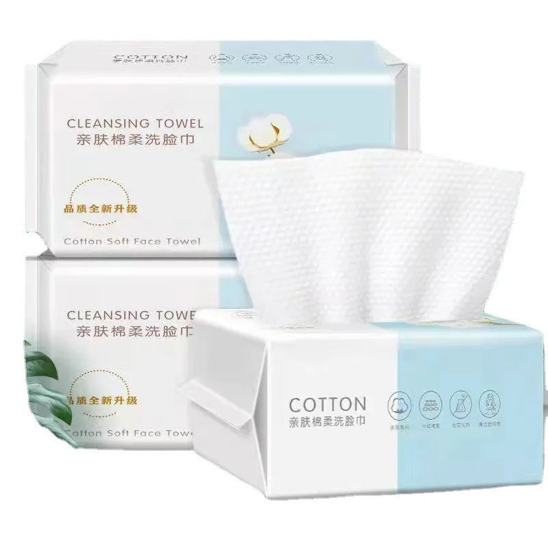 100 Pumps Thickened Disposable Face Towel 100Cotton Soft Fabric Travel Cleansing Dry Wet Makeup Remover Pearl Cotton Reusable - anydaydirect