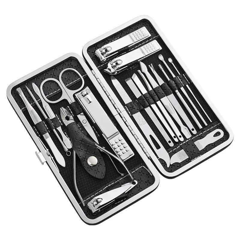Home Nail Clipper Set of 18 Pieces Large Size Dead Skin Pliers Diagonal to Remove Dead Skin Small Eyebrow Clipper Leather Sleeve - anydaydirect