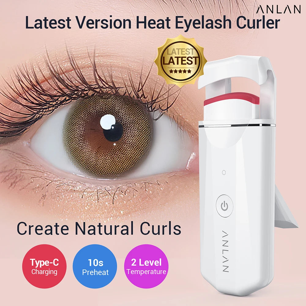 ANLAN Heated Eyelash Curler Rechargeable Eyelashes Clip Long Lasting Eye Lash Curl Electric Eyelash Curler Device Makeup Tools - anydaydirect
