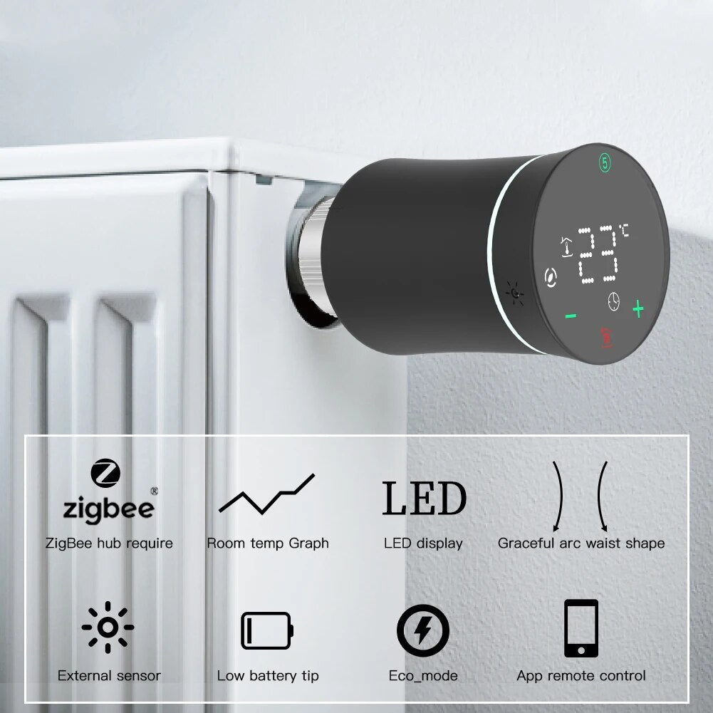 Smart Radiator Thermostat MOES Tuya ZigBee 3.0 New Radiator Actuator Valve Smart Programmable Thermostat Temperature Heater TRV With Alexa Voice Control - anydaydirect