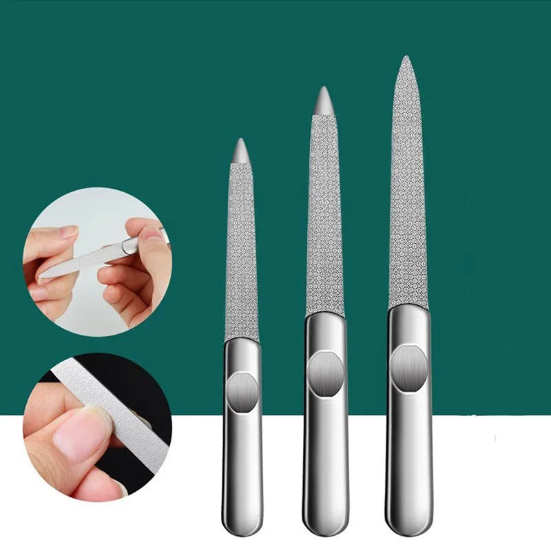 Mix 3 Size Nail File Stainless Steel Professional Exfoliating Double Sides Sandpaper For Professional Finger Toe Nail Care Tools - anydaydirect