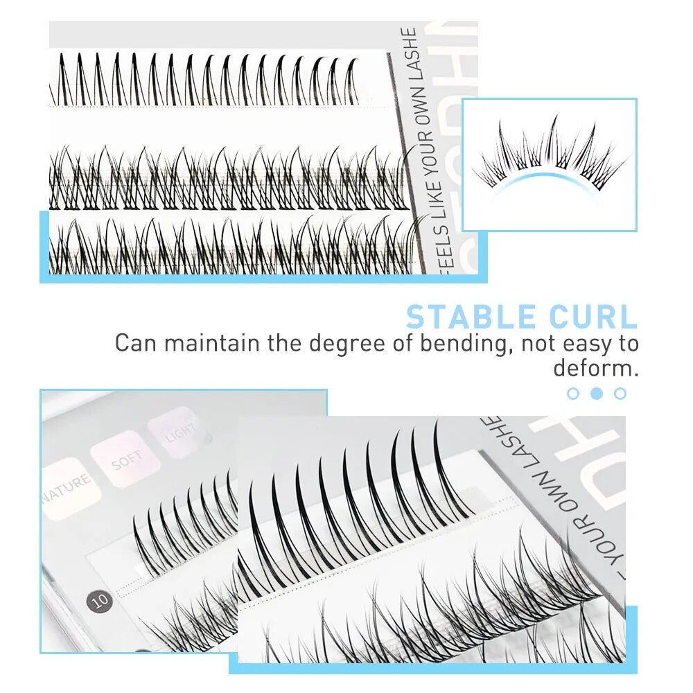 Two Boxes DIY Lashes A/M Shape Spikes Cluster Eyelash Extension FishTail Mix 3D Heat Bonded False Individual Makeup Premade Fan - anydaydirect