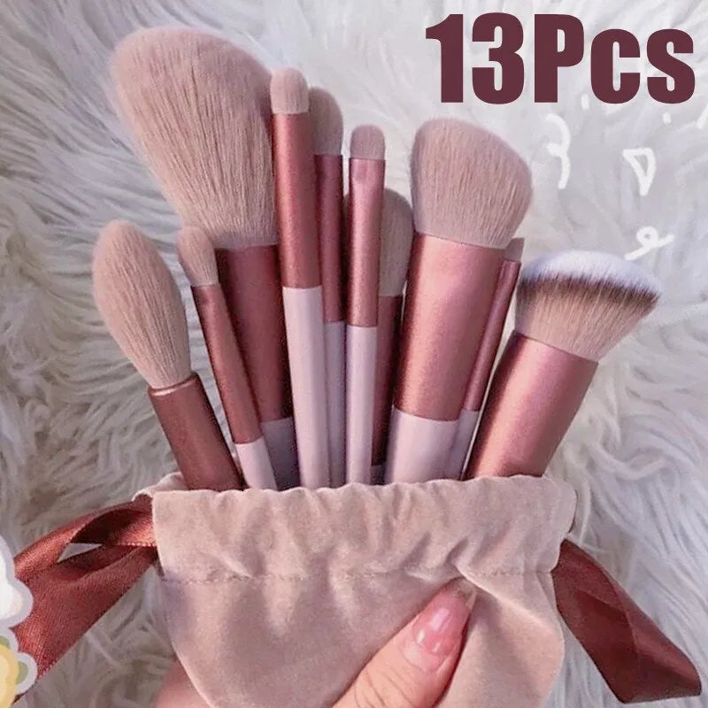 13 PCS Makeup Brushes Set Eye Shadow Foundation Women Cosmetic Brush Eyeshadow Blush Beauty Soft Make Up Tools Bag - anydaydirect