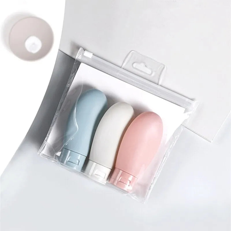 3pcs 60ml /Nordic Style PE PP Women Hose Dispensing Bottle Portable Hotel Shampoo Shower Gel Travel Squeeze Lotion Combo Kit - anydaydirect