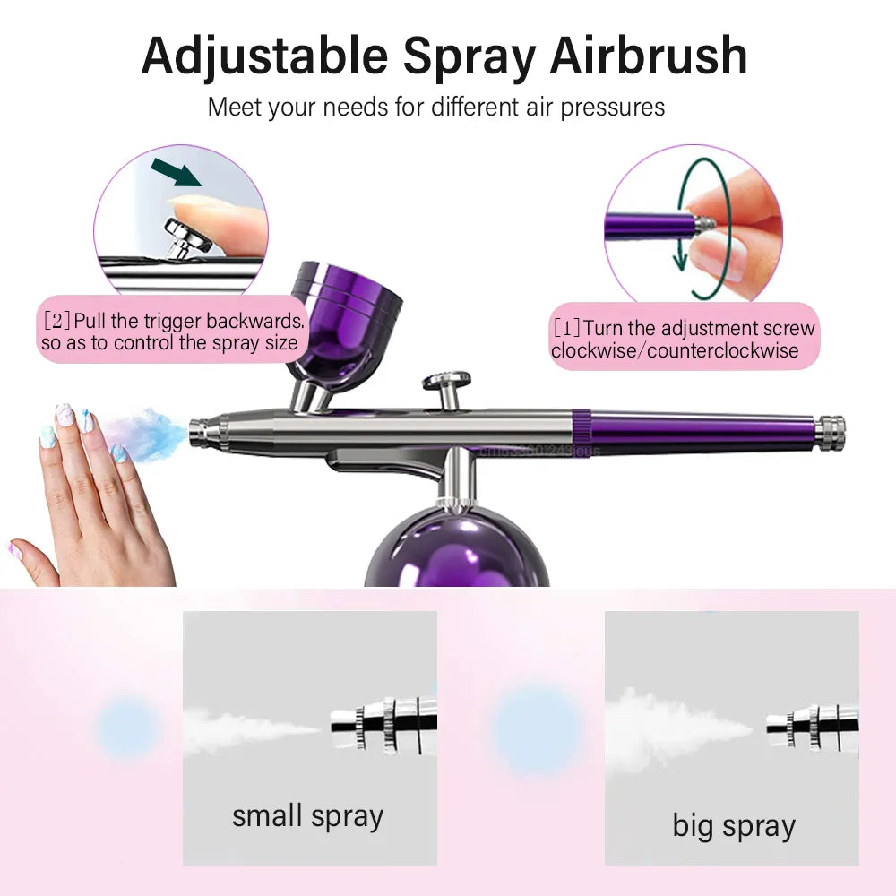 Airbrush Nail With Compressor Portable Airbrush For Nails Cake Tattoo Makeup Paint Air Spray Gun Oxygen Injector Air Brush Kit - anydaydirect