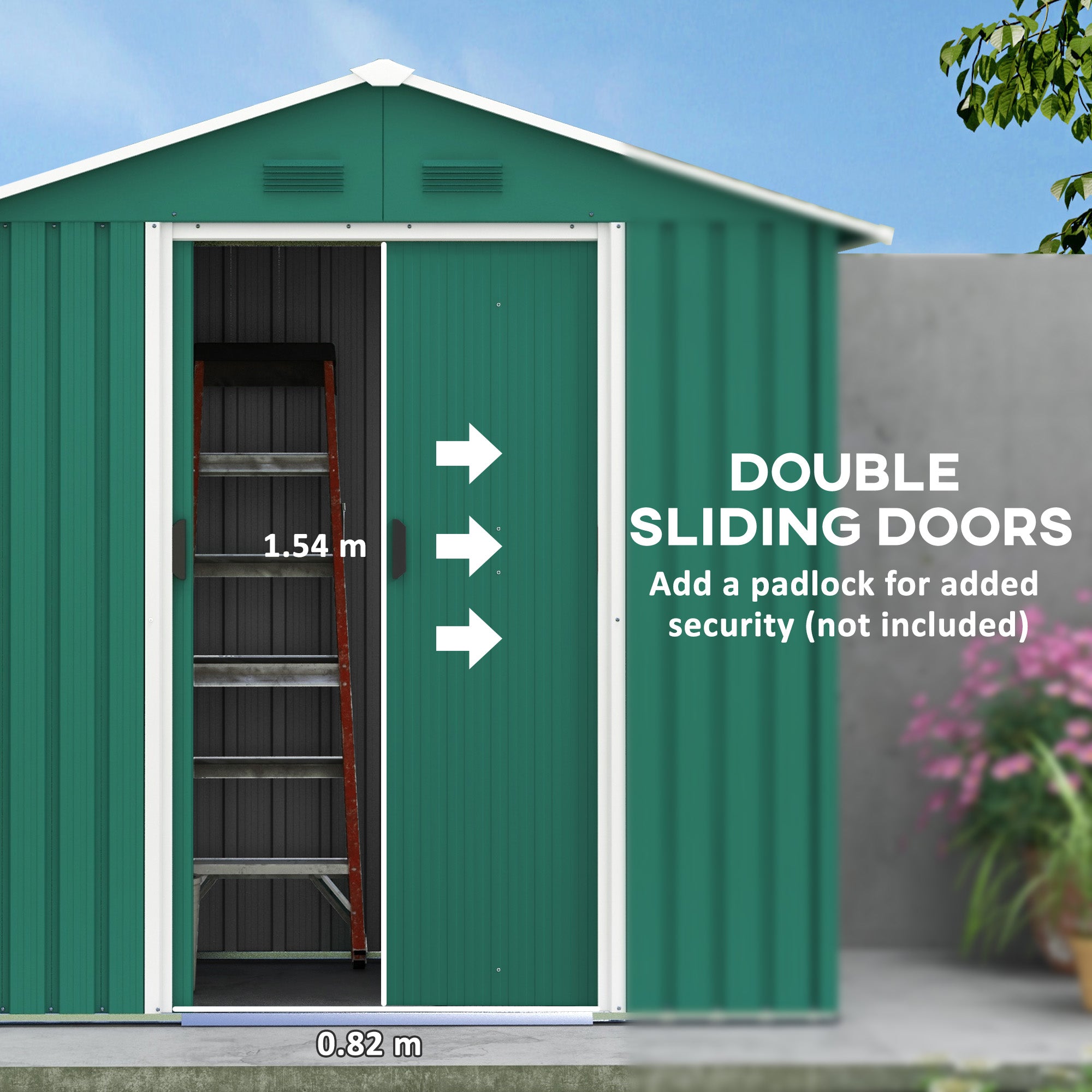 Outsunny 6.5ft x 3.5ft Metal Garden Storage Shed for Outdoor Tool Storage with Double Sliding Doors and 4 Vents, Grey - anydaydirect