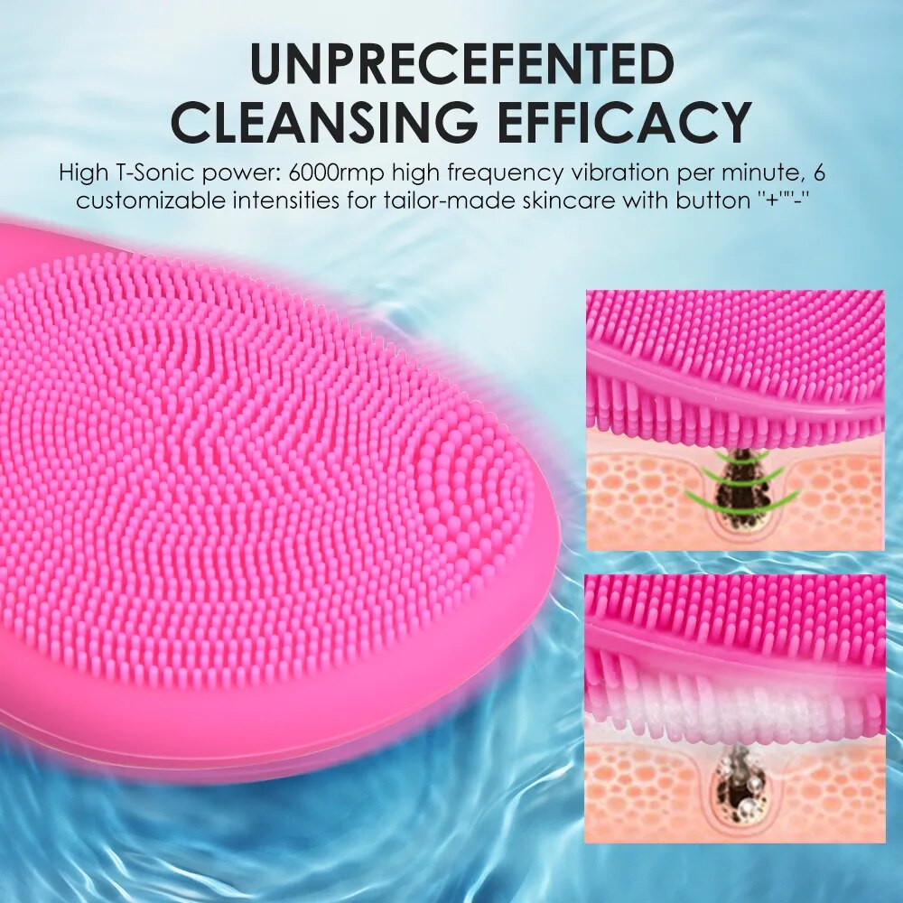 Electric Facial Cleansing Brush Massager Waterproof Silicone Sonic Face Massage Cleaner Deep Pore Face Cleansing Brush Device - anydaydirect