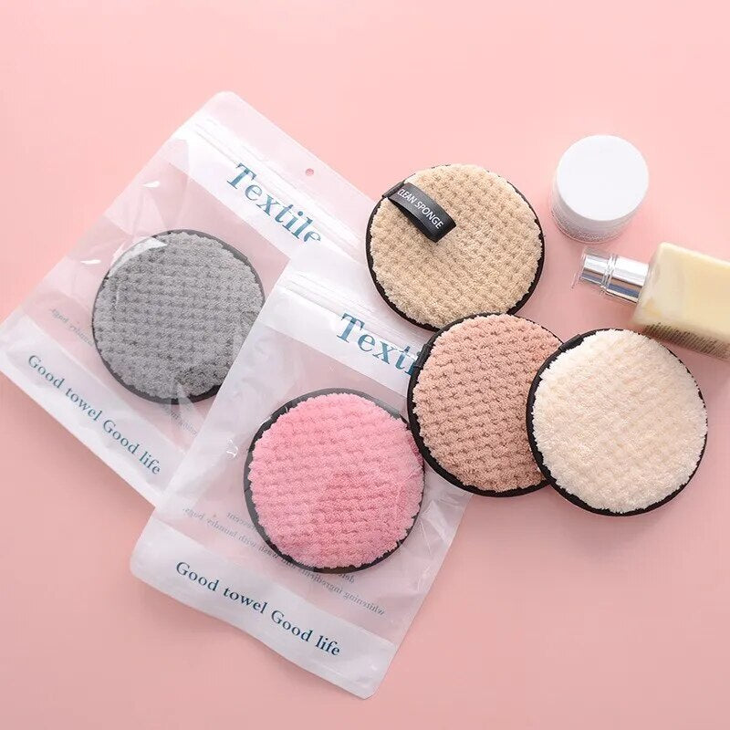 4pc Makeup Remover Microfiber Cotton Pad Cosmetics Washable Makeup Towel Cleaning Sponge Skin Care Tool - anydaydirect