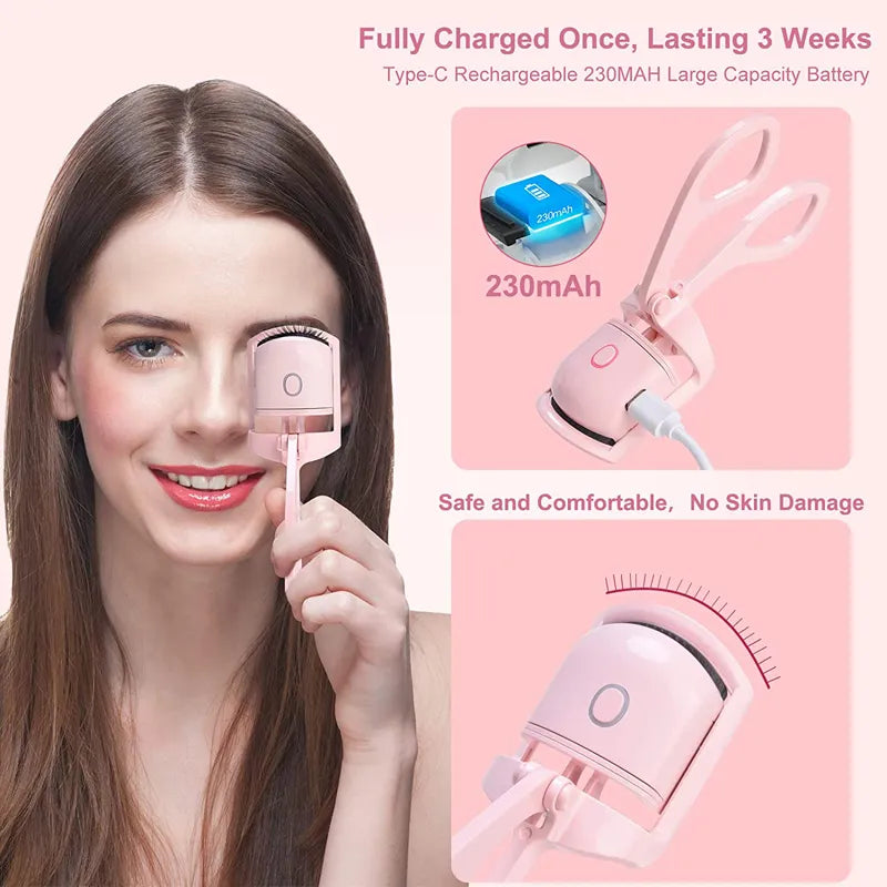 Heated Eyelashes Curler, USB Rechargeable Electric Eyelash Curlers with 2 Level Temp,Quick Heating & Long-Lasting Curling Effect - anydaydirect