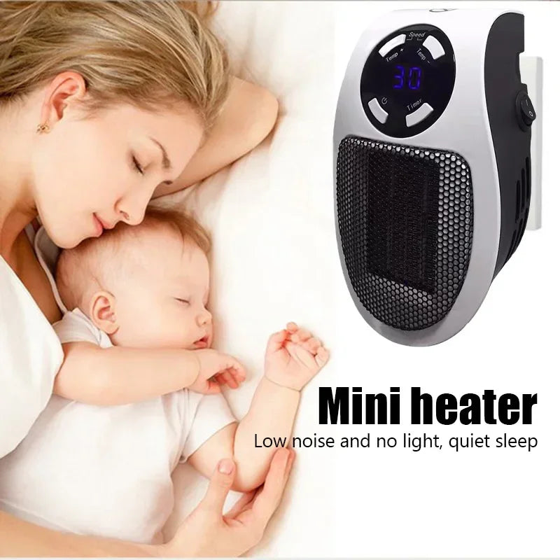 Winter 500W Portable Electric Heater Low Consumption Electric Heater for Room Heating Stove Mini Indoor Radiator Remote Warmer - anydaydirect