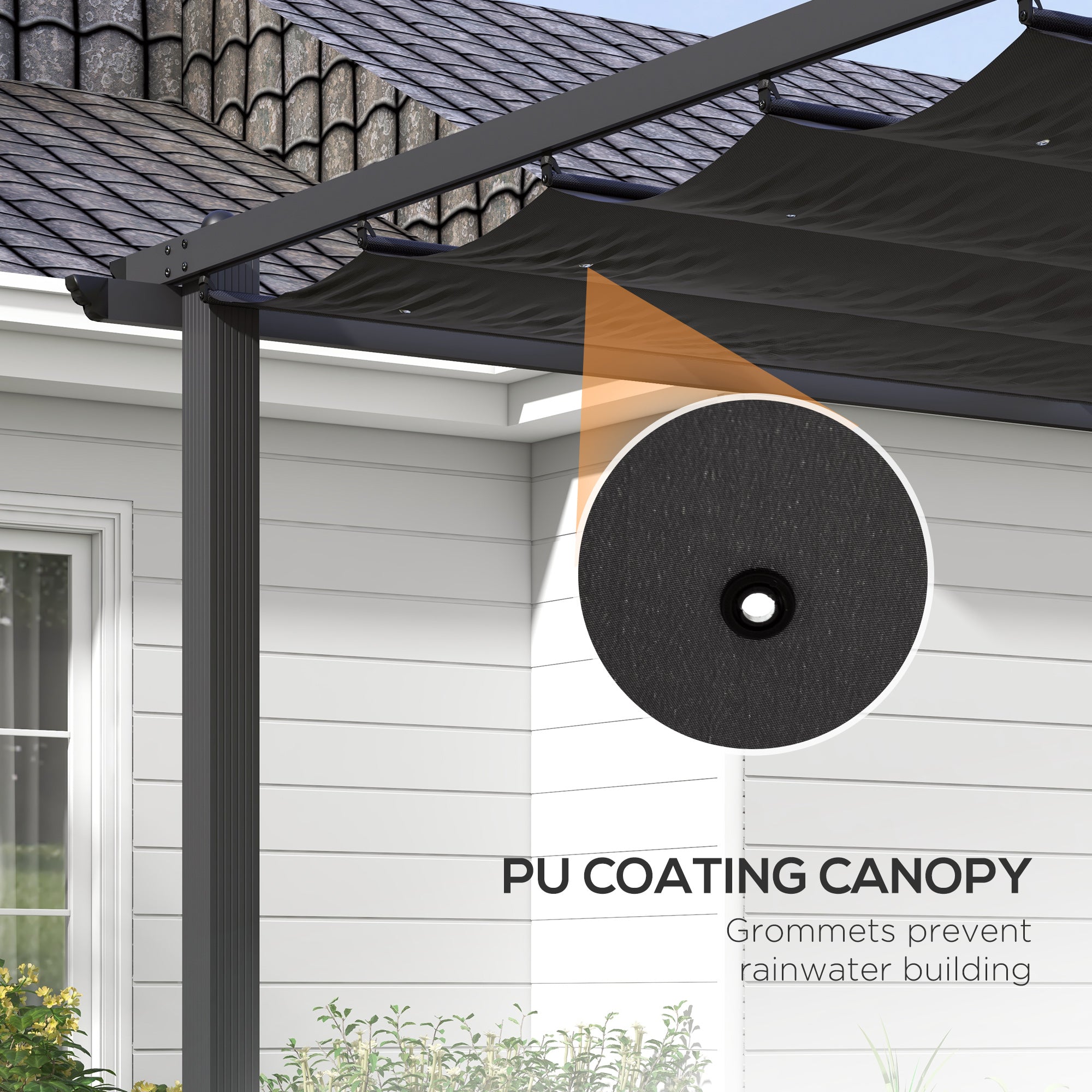Outsunny 3 x 4m Aluminium Pergola, with Retractable Roof - Dark Grey - anydaydirect