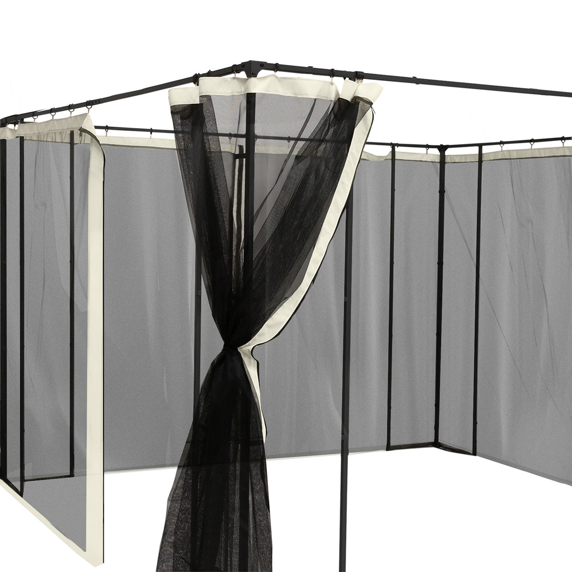 Outsunny 352 x 207cm Universal Replacement Mesh Sidewall Netting for Patio Gazebos and Canopy Tents, (Sidewall Only) Beige - anydaydirect