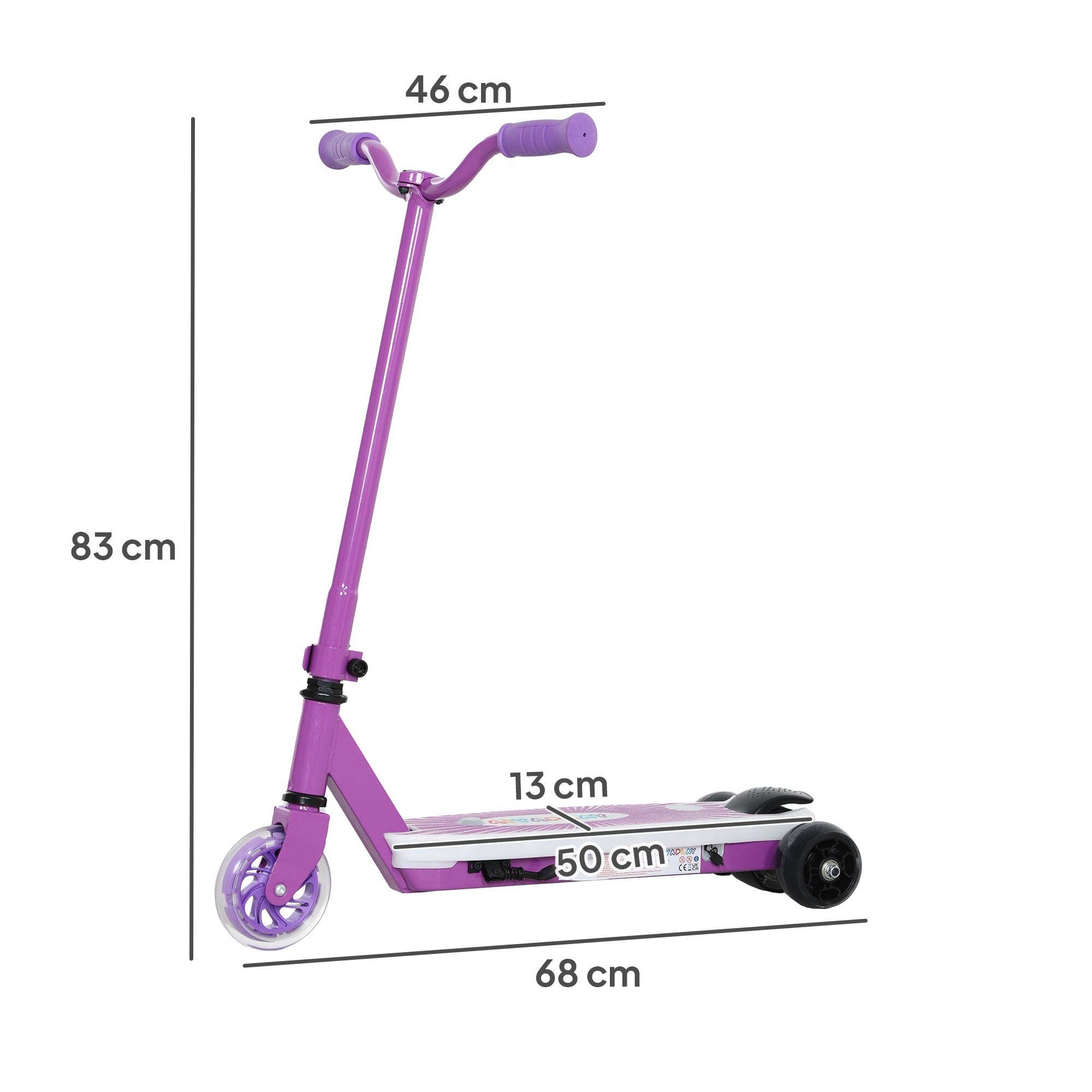 AIYAPLAY Electric Scooter for Kids Ages 4-7, with Auxiliary Rear Wheels, Flashing LED Light and Electric Brake, Kids Electric Scooter for Boys Girls, 6 KM/H & 8 KM, Purple - anydaydirect