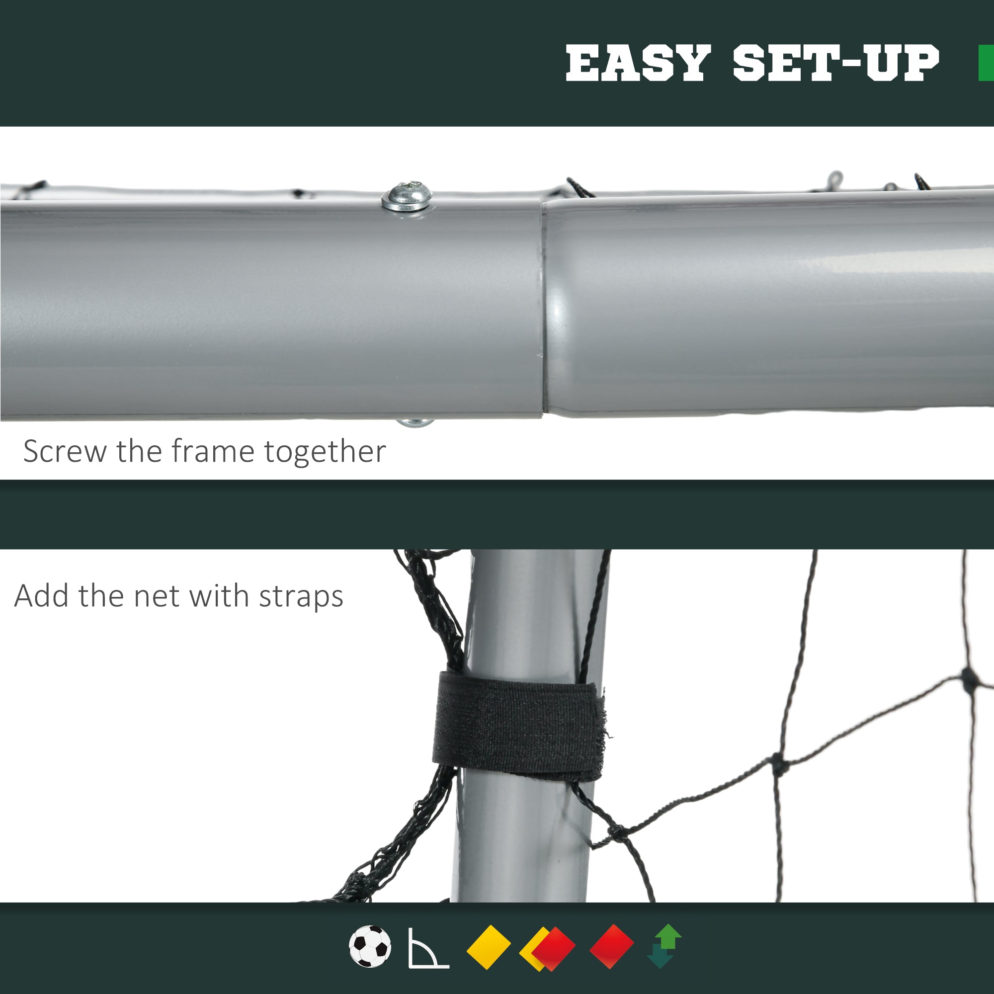 SPORTNOW 8ft x 5ft Football Goal, Football Net for Garden with Ground Stakes, Quick and Simple Set Up - anydaydirect