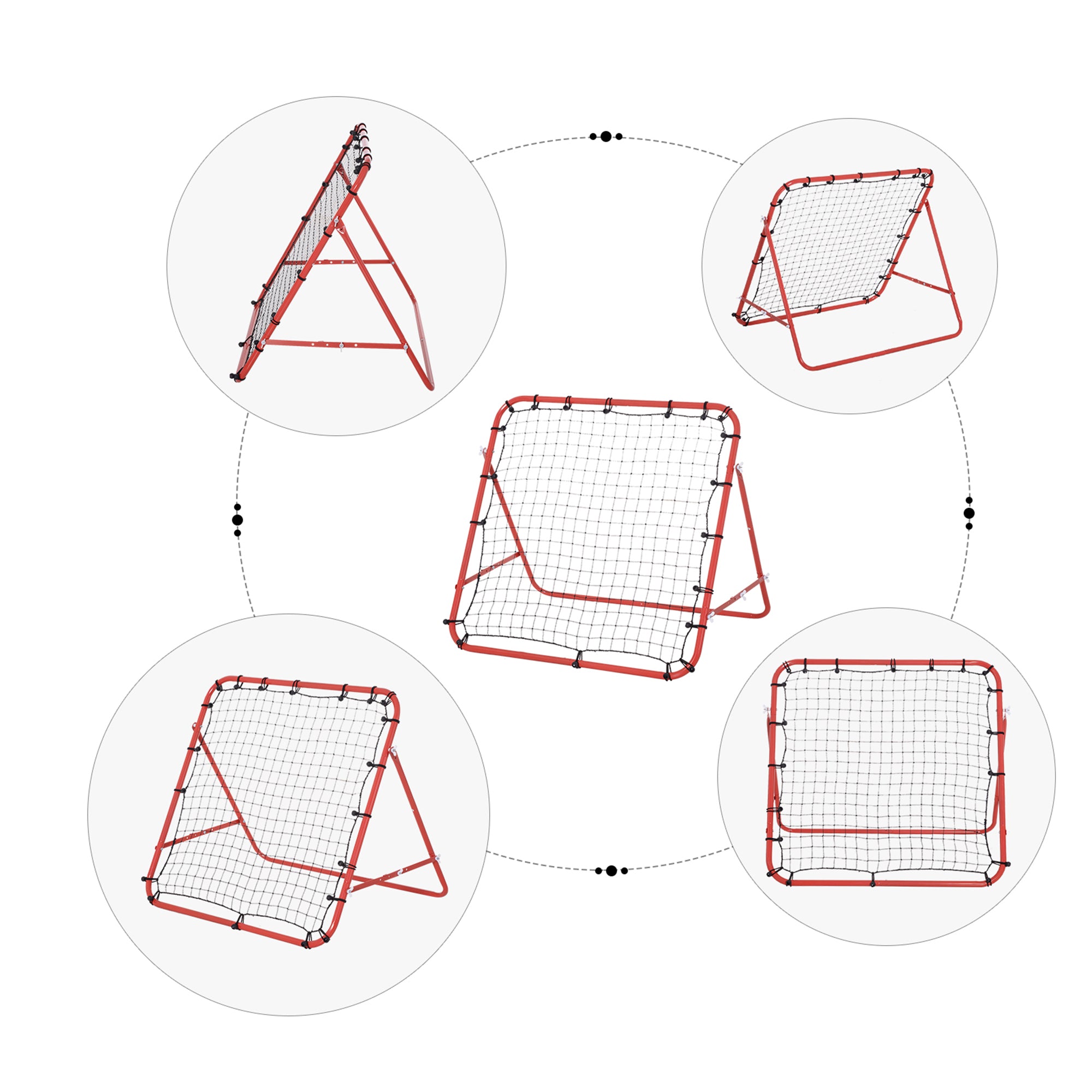 HOMCOM Rebounder Net, Practise Kickback Goal, for Teens, Adults Training - Red - anydaydirect