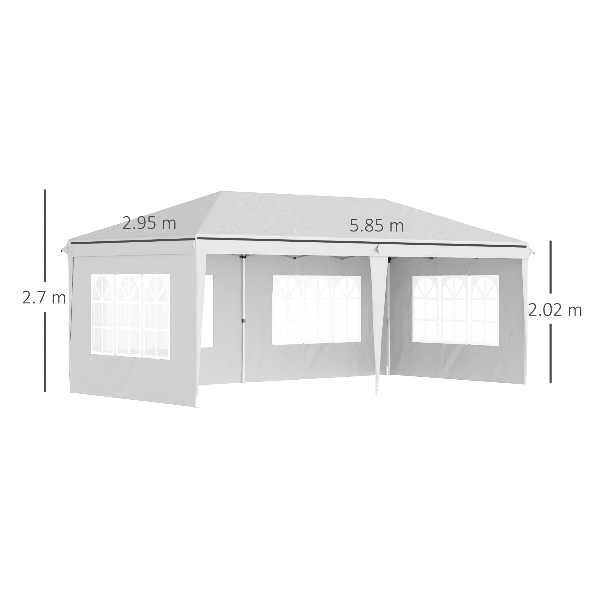 Outsunny 3 x 6m Pop Up Gazebo, Height Adjustable Marquee Party Tent with Sidewalls and Storage Bag, White - anydaydirect