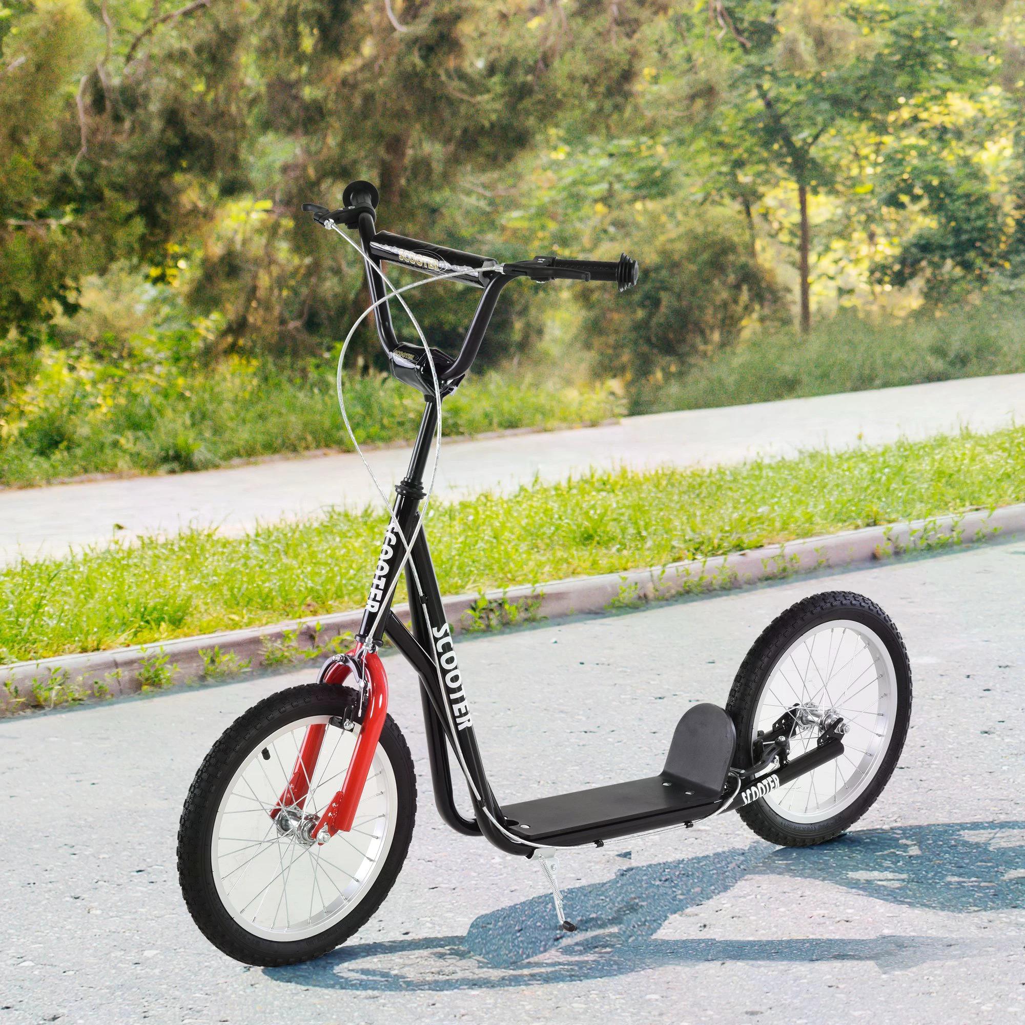 HOMCOM Kids Scooter with Height-Adjustable Handlebar, Non-Slip Deck, and Dual Brakes, for Children 5+ Years, Black - anydaydirect