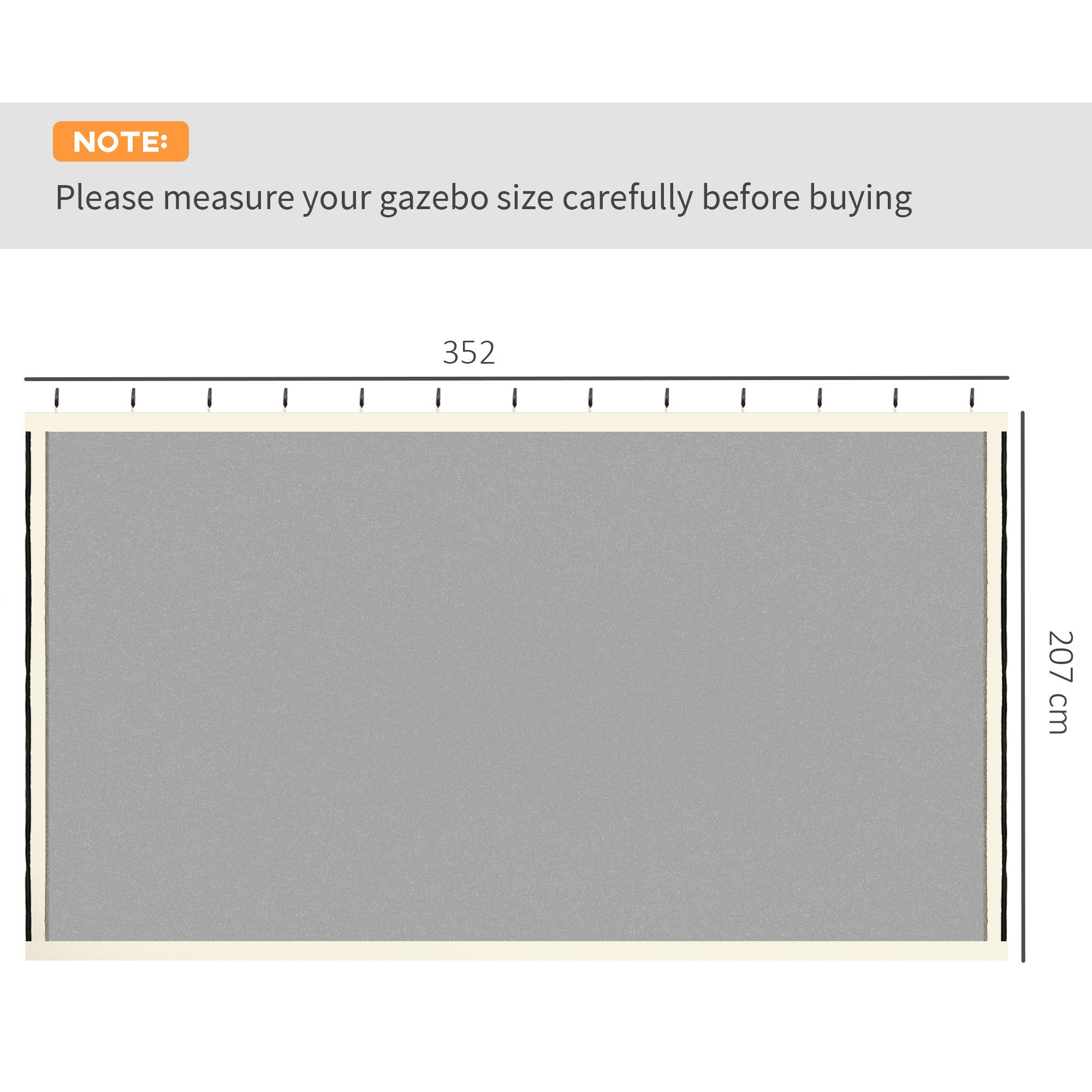 Outsunny 352 x 207cm Universal Replacement Mesh Sidewall Netting for Patio Gazebos and Canopy Tents, (Sidewall Only) Beige - anydaydirect