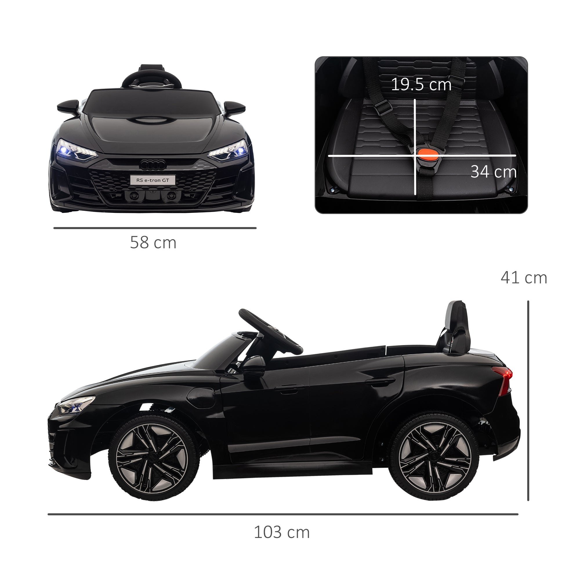 HOMCOM Audi Licensed 12V Kids Electric Ride-On, with Remote Control, Suspension System, Lights, Music, Motor - Black - anydaydirect