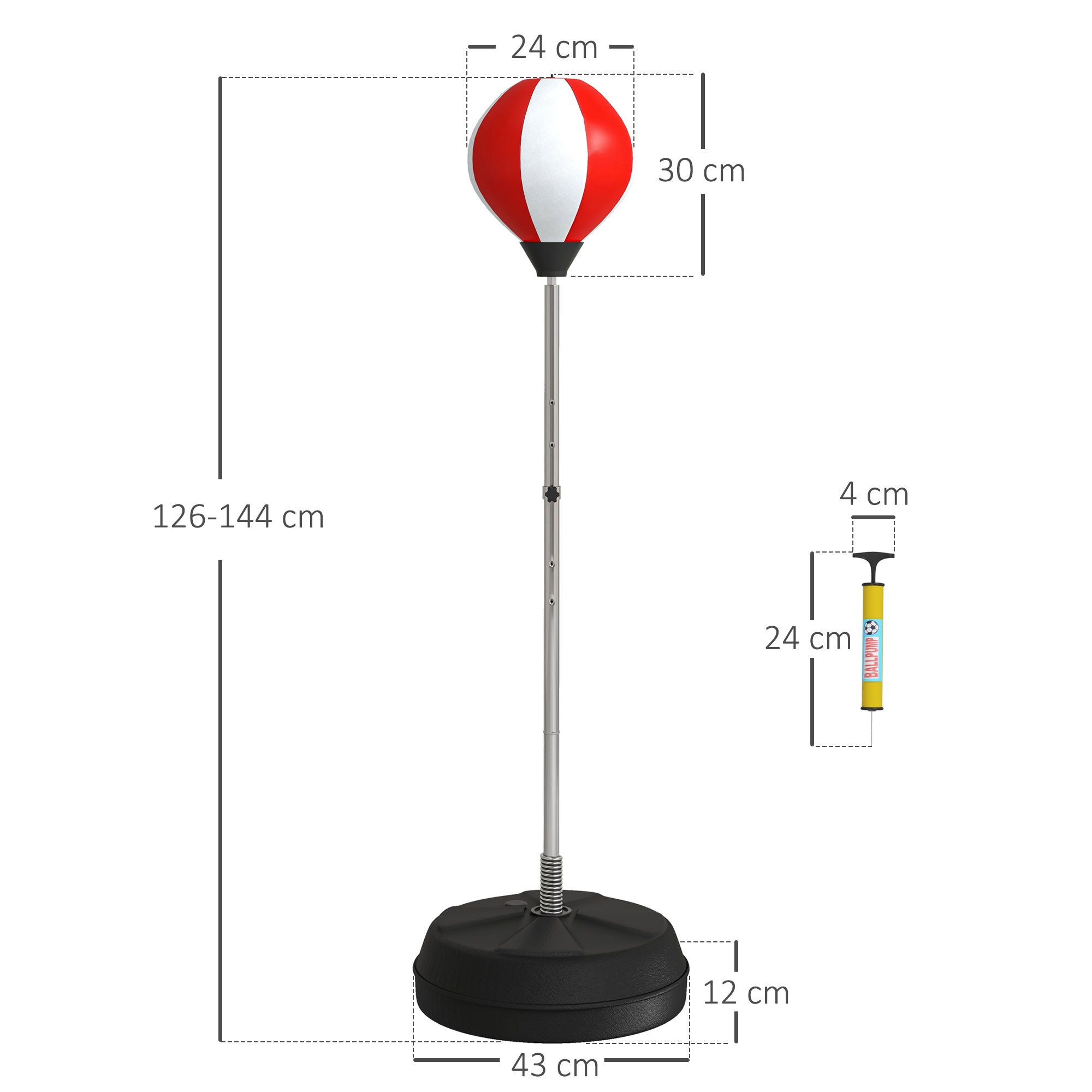 HOMCOM Punching Bag with Stand Boxing Bag Set with Adjustable Height, Red - anydaydirect