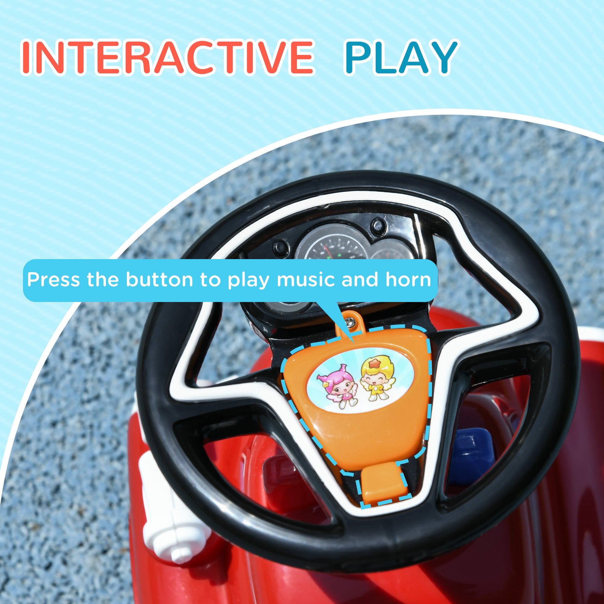 AIYAPLAY Ride On Fire Truck Foot to Floor Design with Under Seat Storage, Steering Wheel, Music, Light, for 1.5-3 Years, Red - anydaydirect