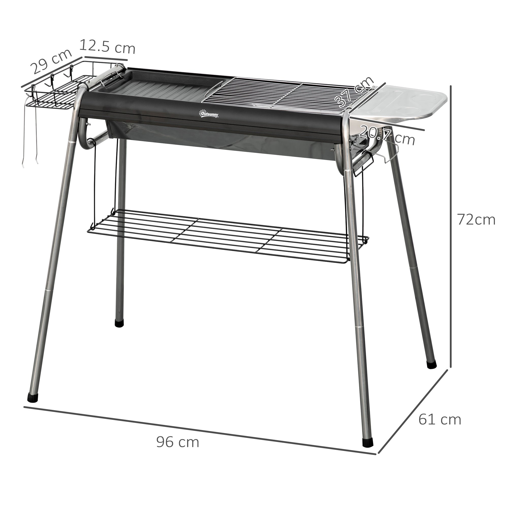 Outsunny Charcoal BBQ Grill - Black - anydaydirect