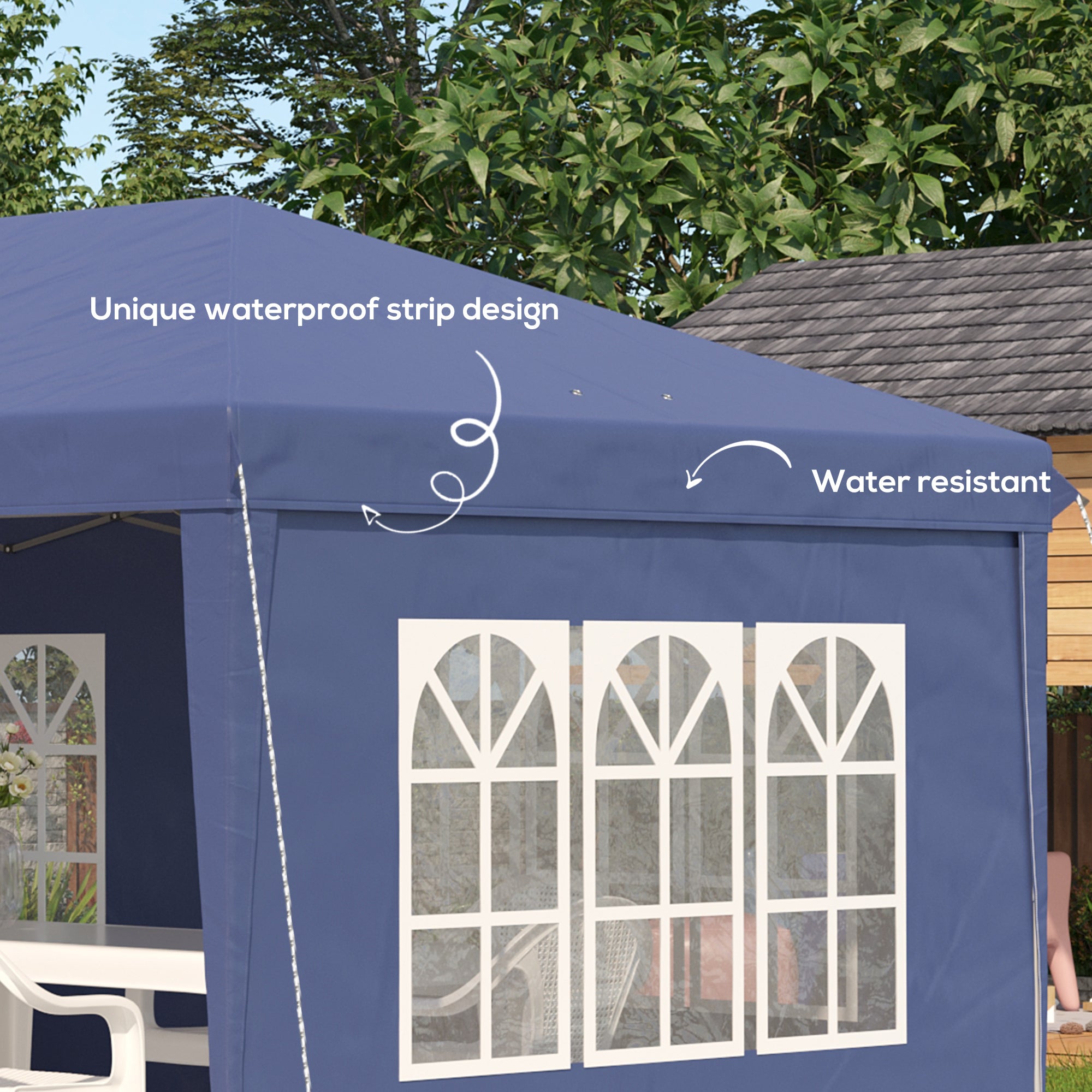 Outsunny 3 x 6m Pop Up Gazebo, Height Adjustable Marquee Party Tent with Sidewalls and Storage Bag, Blue - anydaydirect