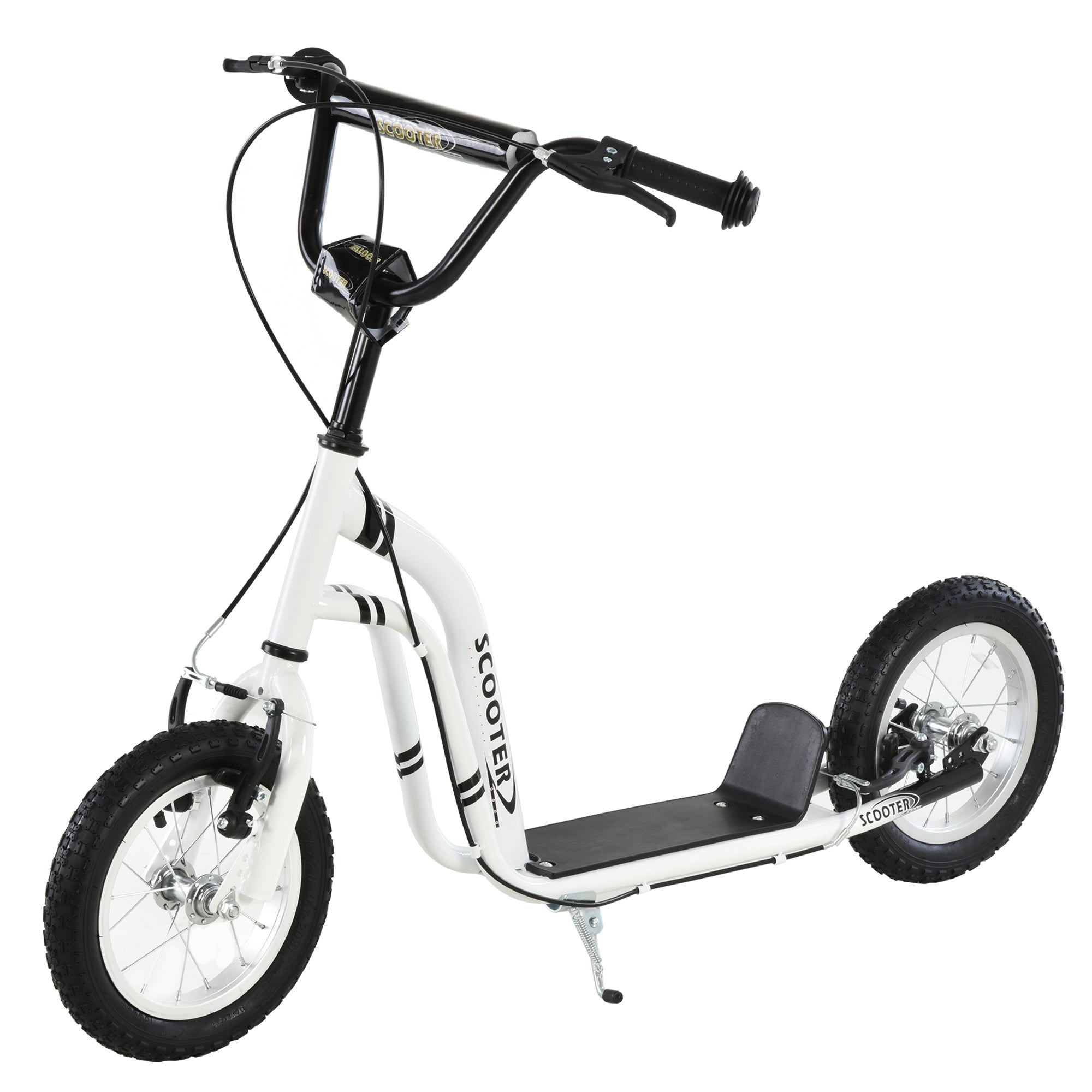 HOMCOM Youth Scooter Front and Rear Caliper Dual Brakes 12-Inch Inflatable Front Wheel Ride On Toy For Age 5+ - anydaydirect