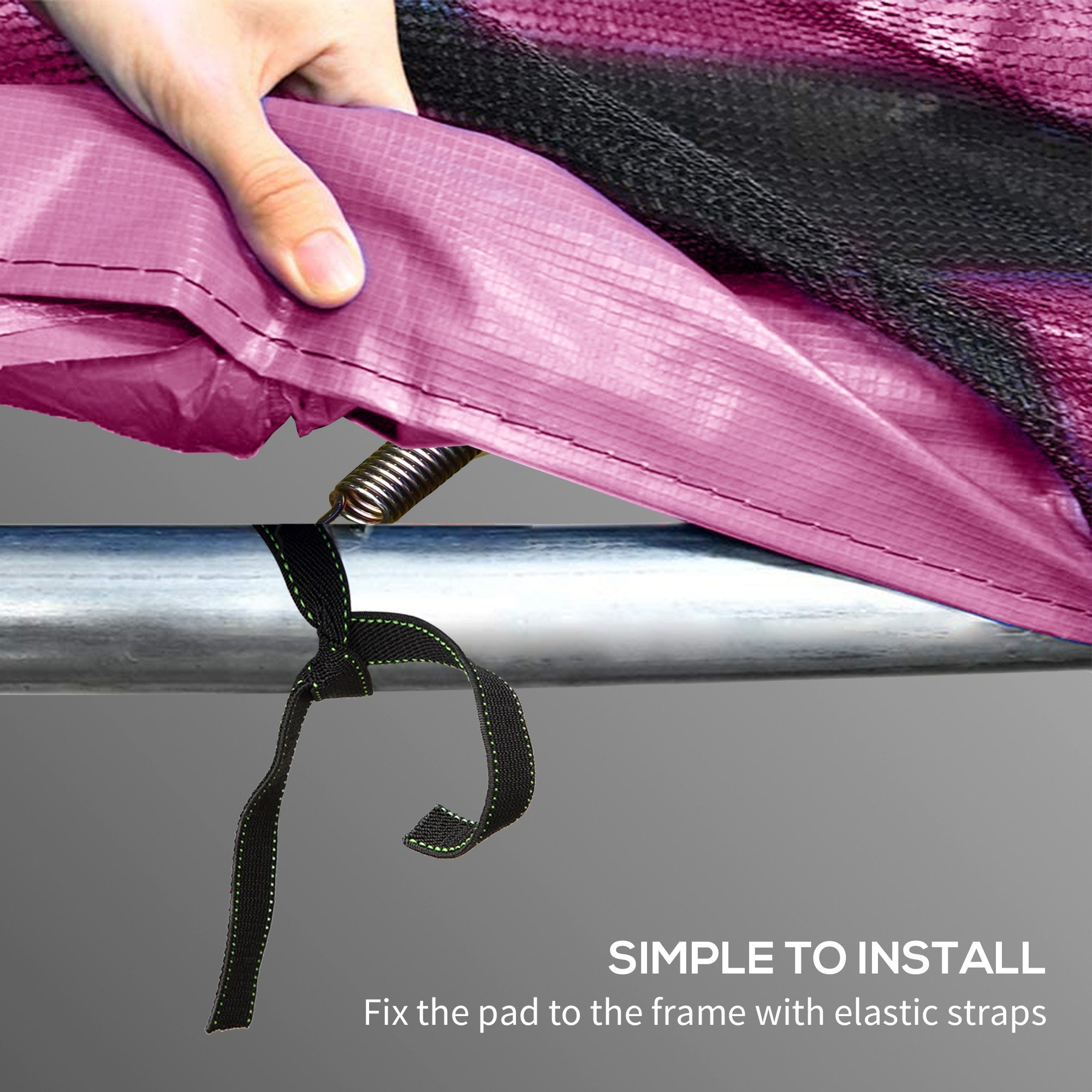 SPORTNOW 12FT Trampoline Spring Cover, Plastic Trampoline Pad Replacement with Elastic Cord, Waterproof, UV Resistant and Tear-Resistant, All-Weather Trampoline Accessories, Pink - anydaydirect