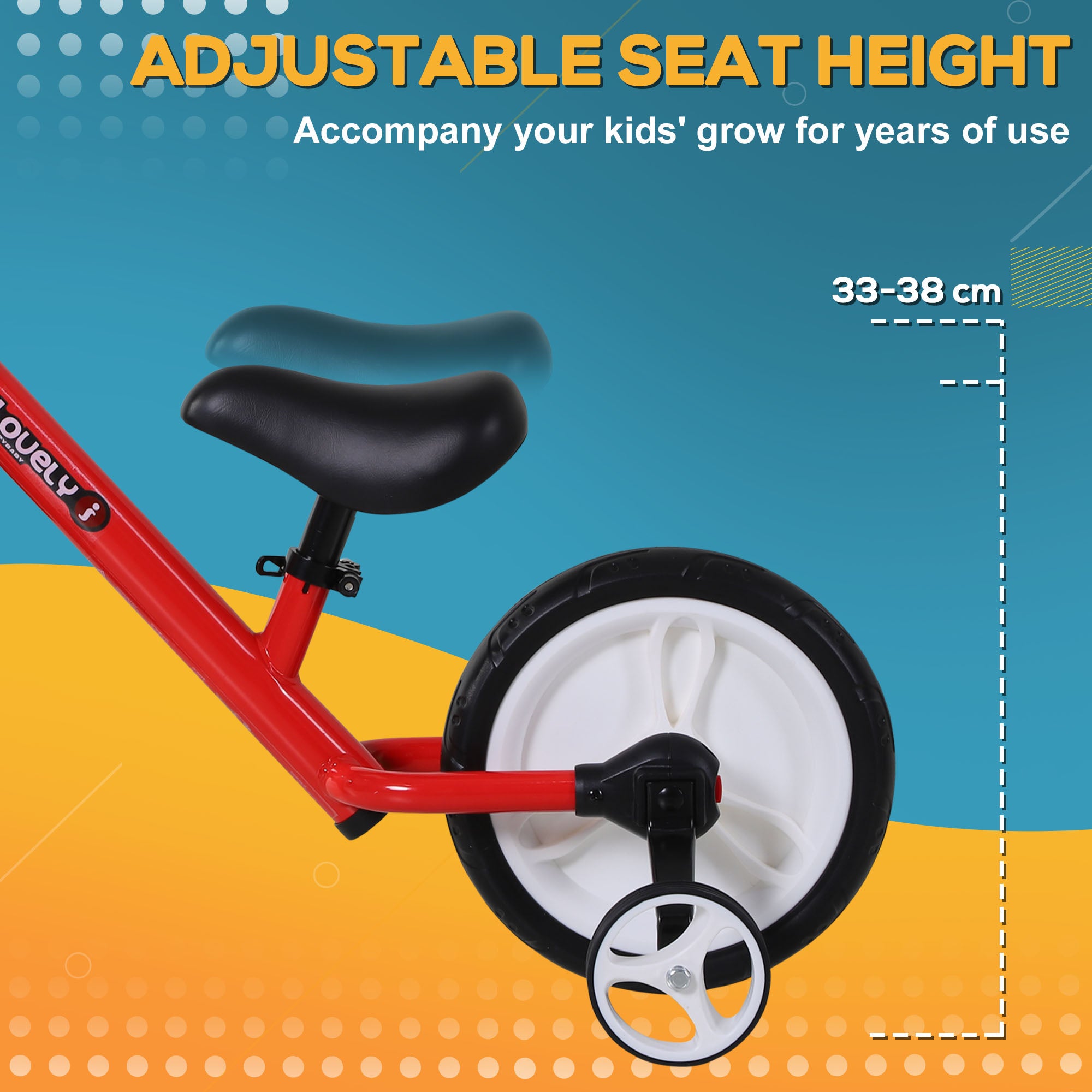 HOMCOM Toddler Balance Bike: Durable PP Frame with Removable Stabilisers, Vibrant Red - anydaydirect
