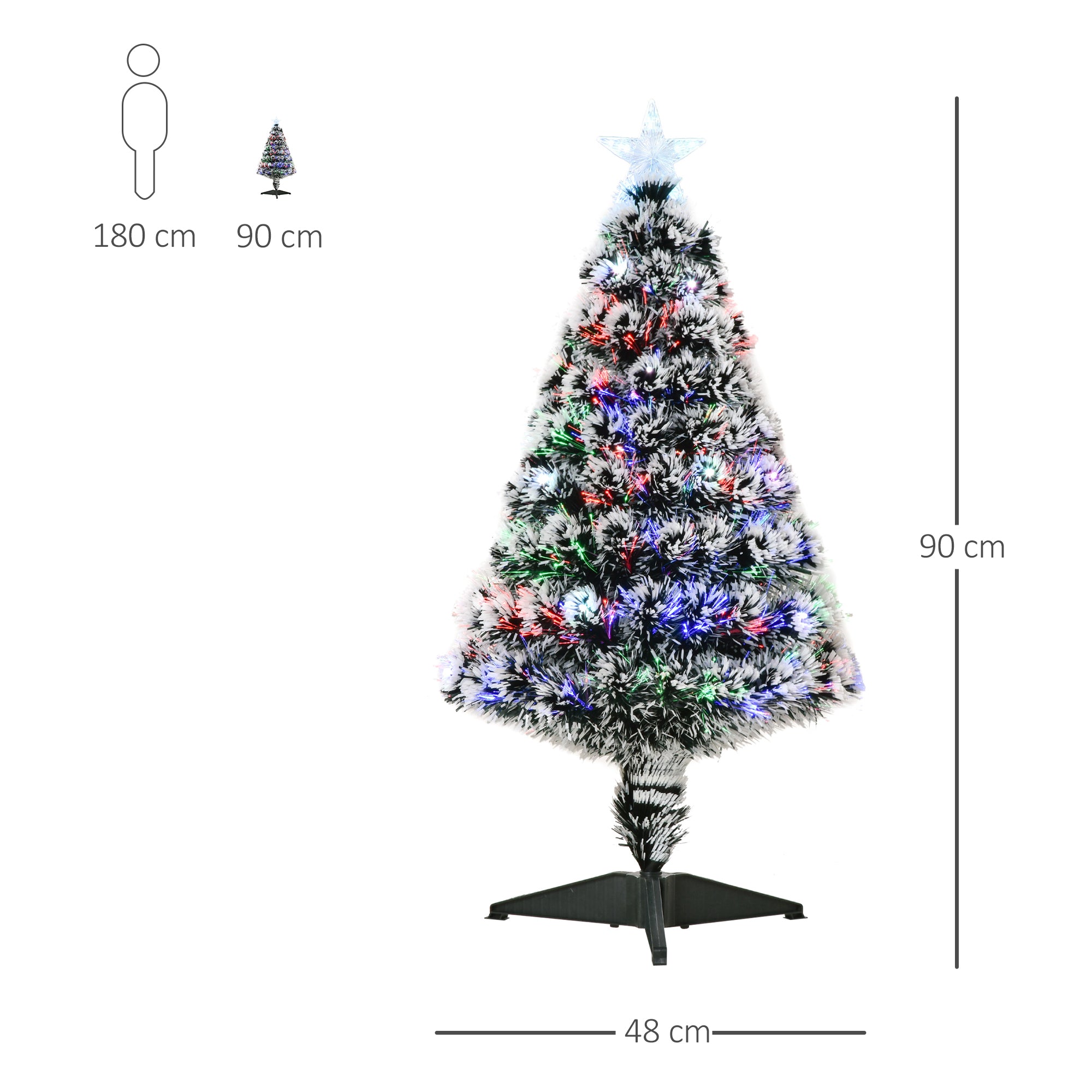HOMCOM 3ft 90cm Green/White Artificial Christmas Tree W/ Prelit LED - anydaydirect