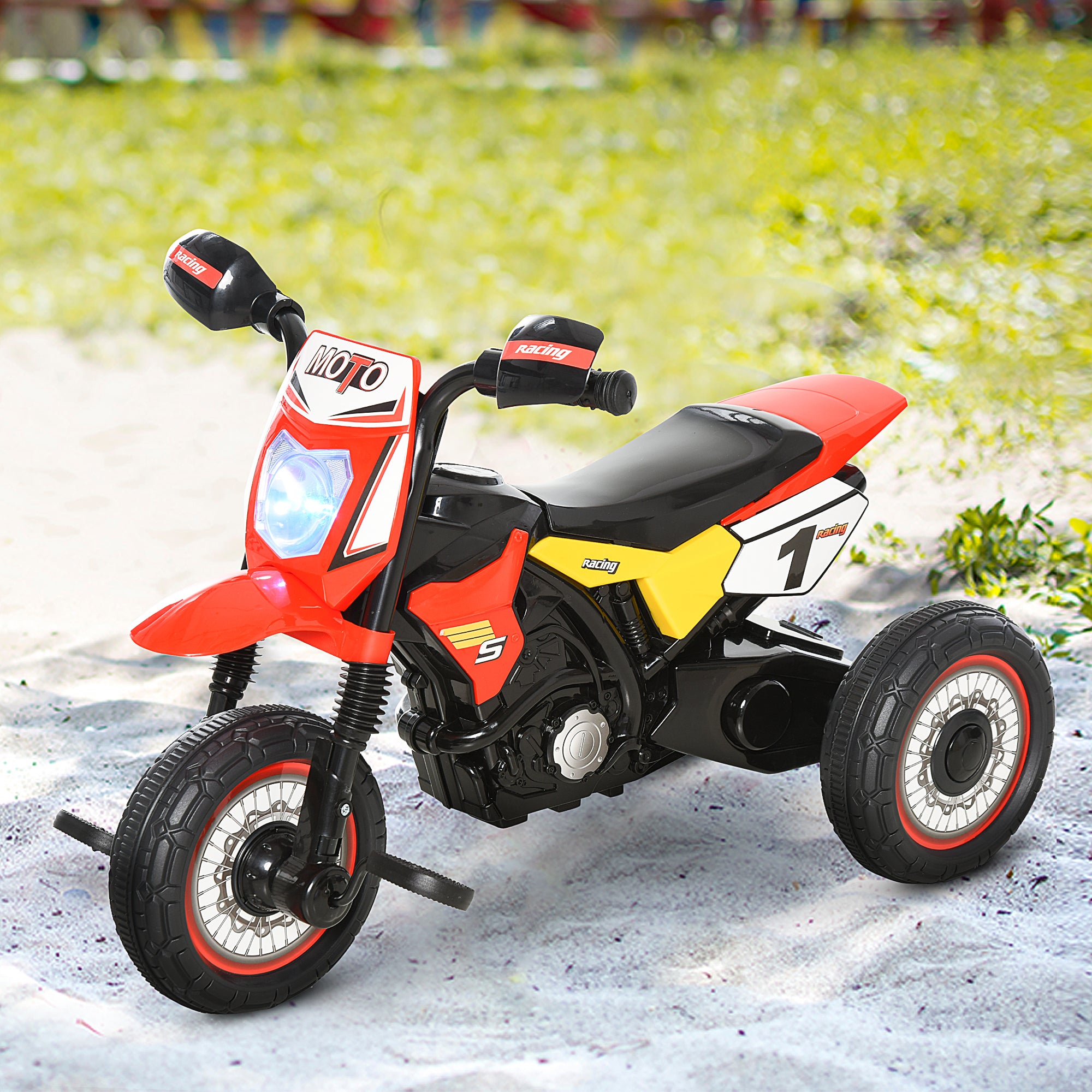 HOMCOM Toddlers 3-Wheel PP Ride On Pedal Trike w/ Music, Front Light, Racing-style for Kids aged 18-36 months, Red - anydaydirect