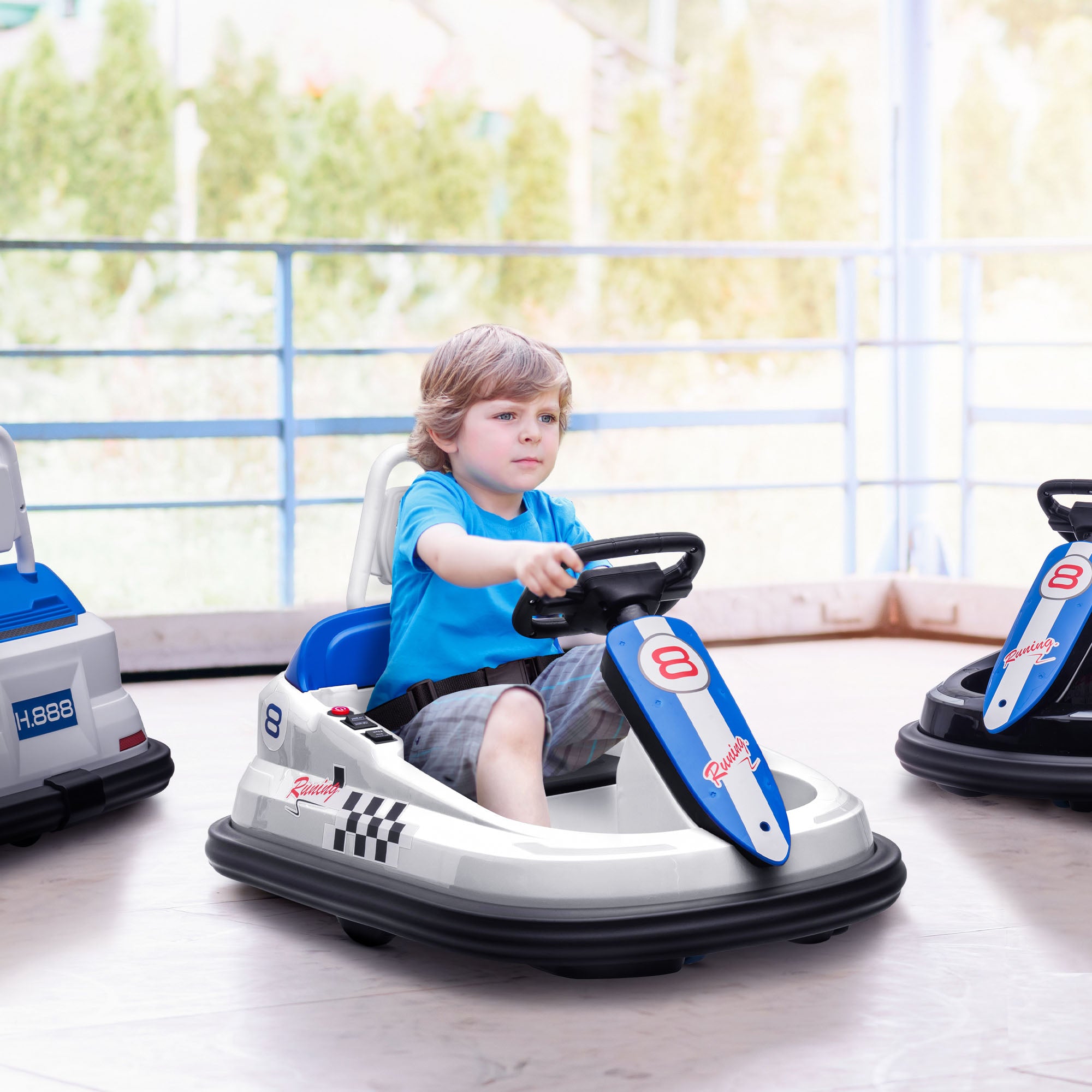 HOMCOM Electric Kids Bumper Car, 6V 360-Degree Rotation Waltzer Car, Battery Powered Ride on Car w/ Music, Horn, Lights for 18-48 Months - anydaydirect