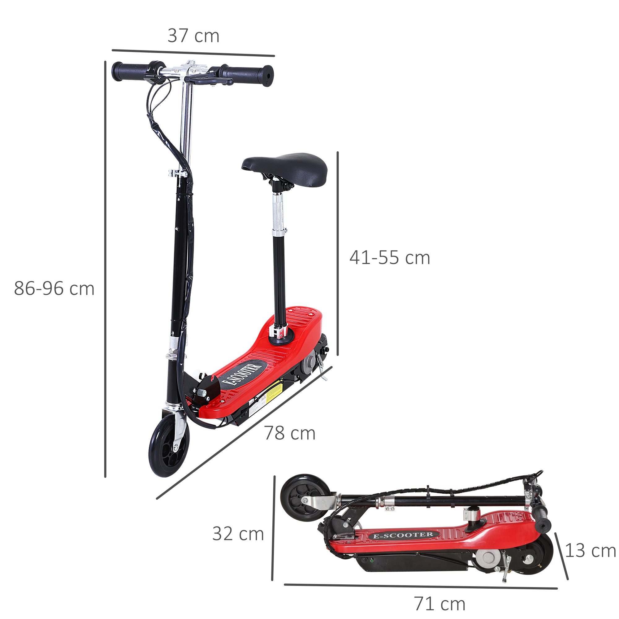 HOMCOM Outdoor Ride On Powered Scooter for kids Sporting Toy 120W Motor Bike 2 x 12V Battery - Red - anydaydirect