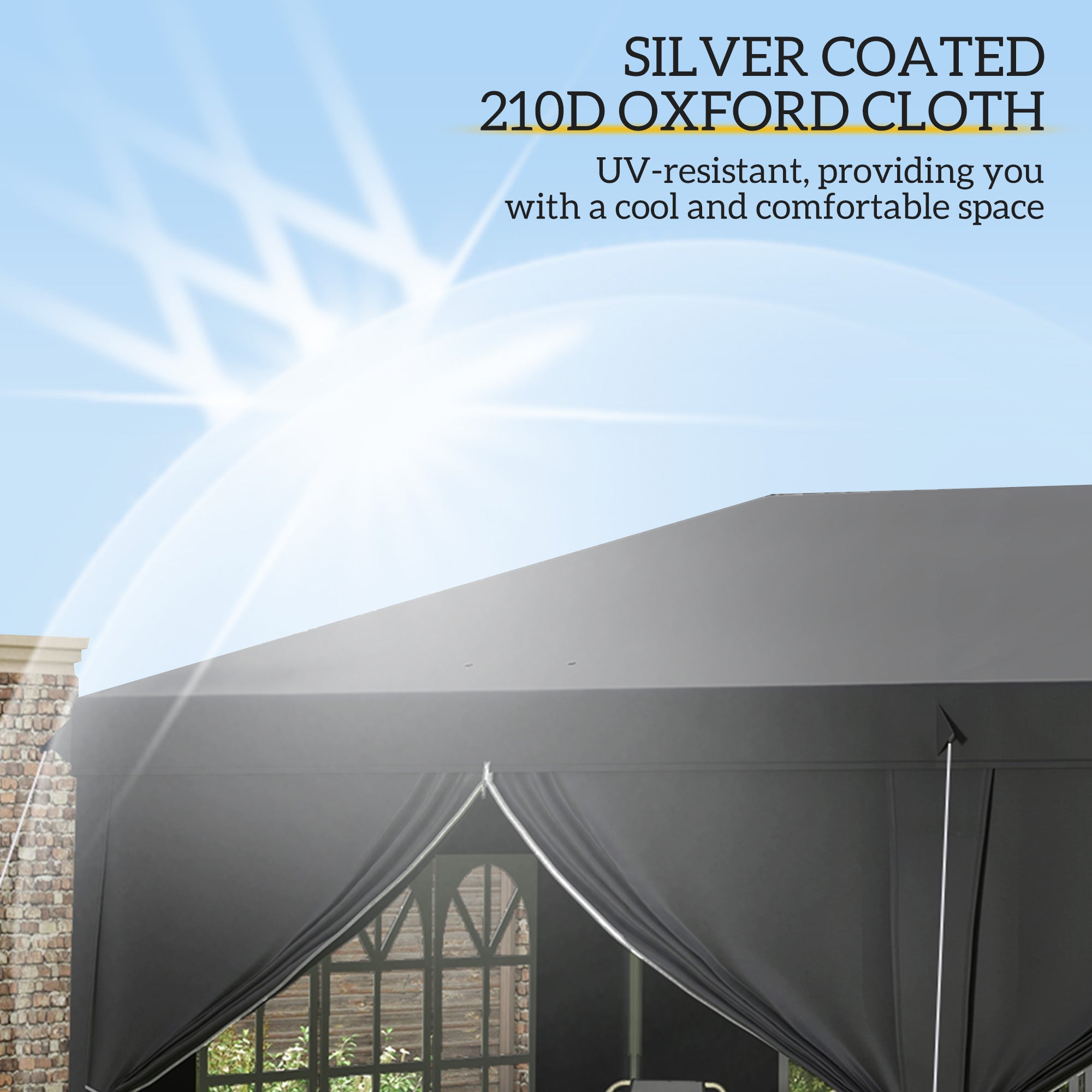 Outsunny 3 x 6 m Pop Up Gazebo with Sides and Windows, Height Adjustable Wedding Camping Party Tent Canopy Marquee with Storage Bag for Garden, Event, Black - anydaydirect