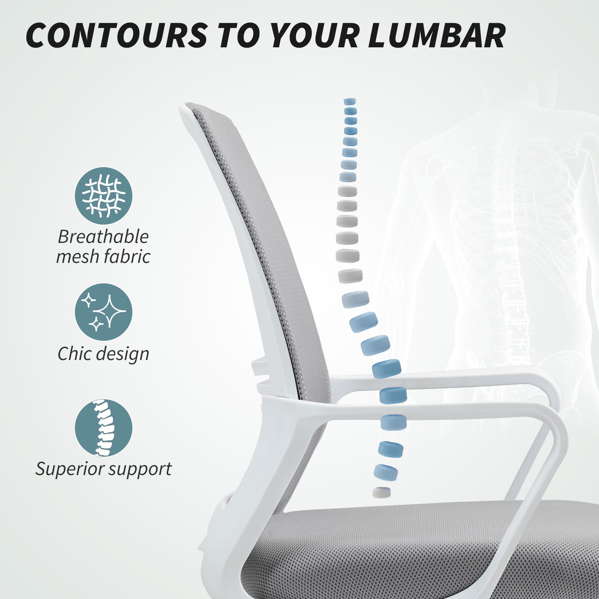 HOMCOM Draughtsman Chair, Mesh Drafting Chair, Ergonomic Office Chair with Lumbar Support, Adjustable Foot Ring, Grey - anydaydirect