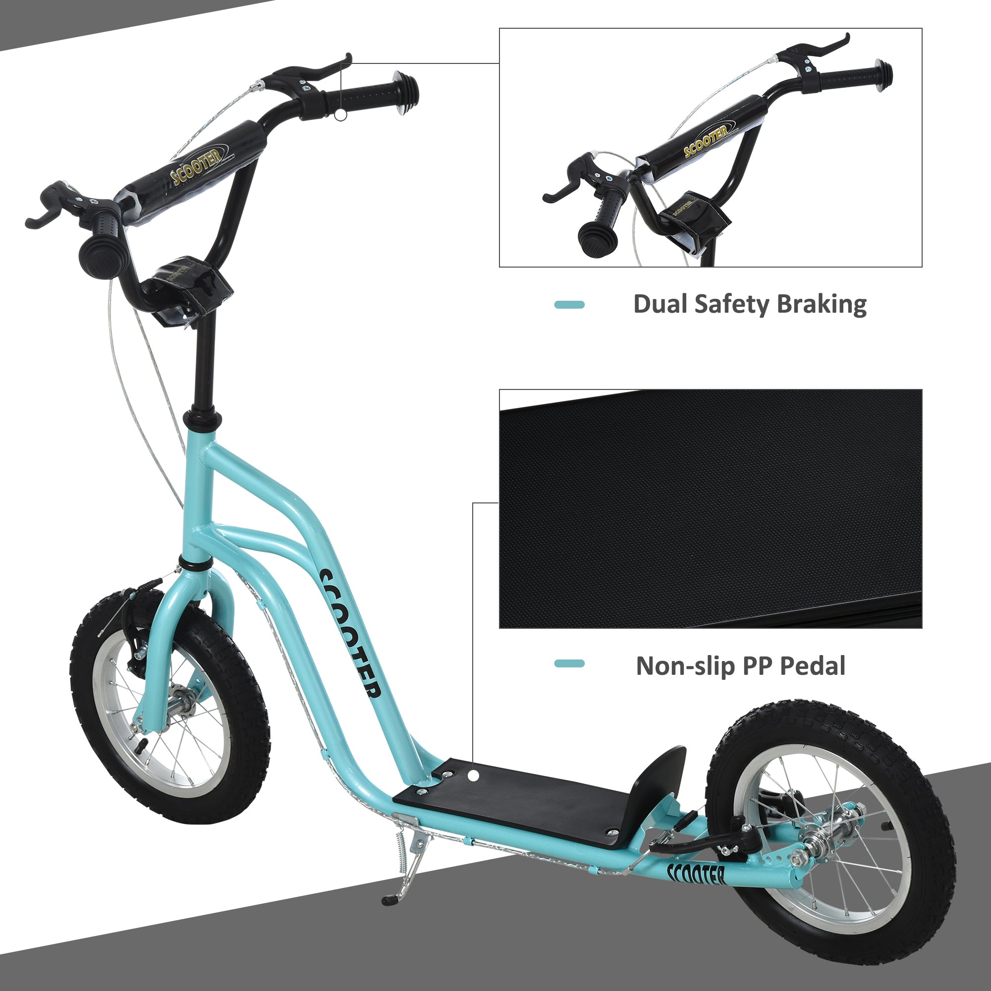 HOMCOM Kids Steel Height Adjustable Kick Scooter Blue/Black - anydaydirect