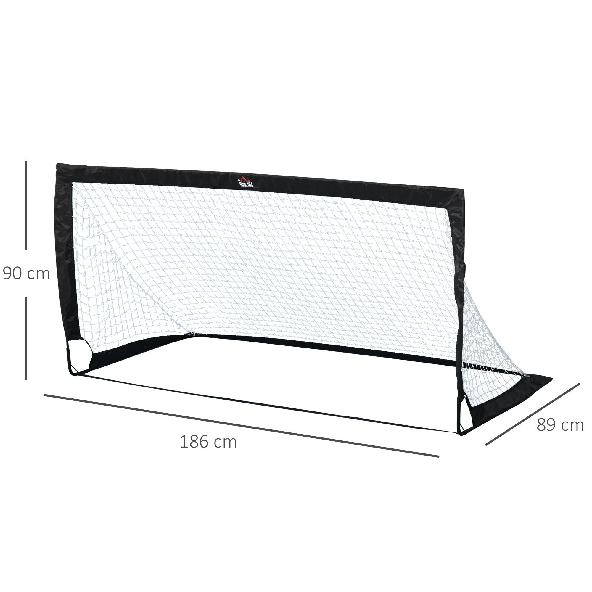 HOMCOM Set of 2 Football Goal Net 6 x 3 ft Foldable Outdoor Sport Training Teens Adults Football with Carrying Bag Black - anydaydirect