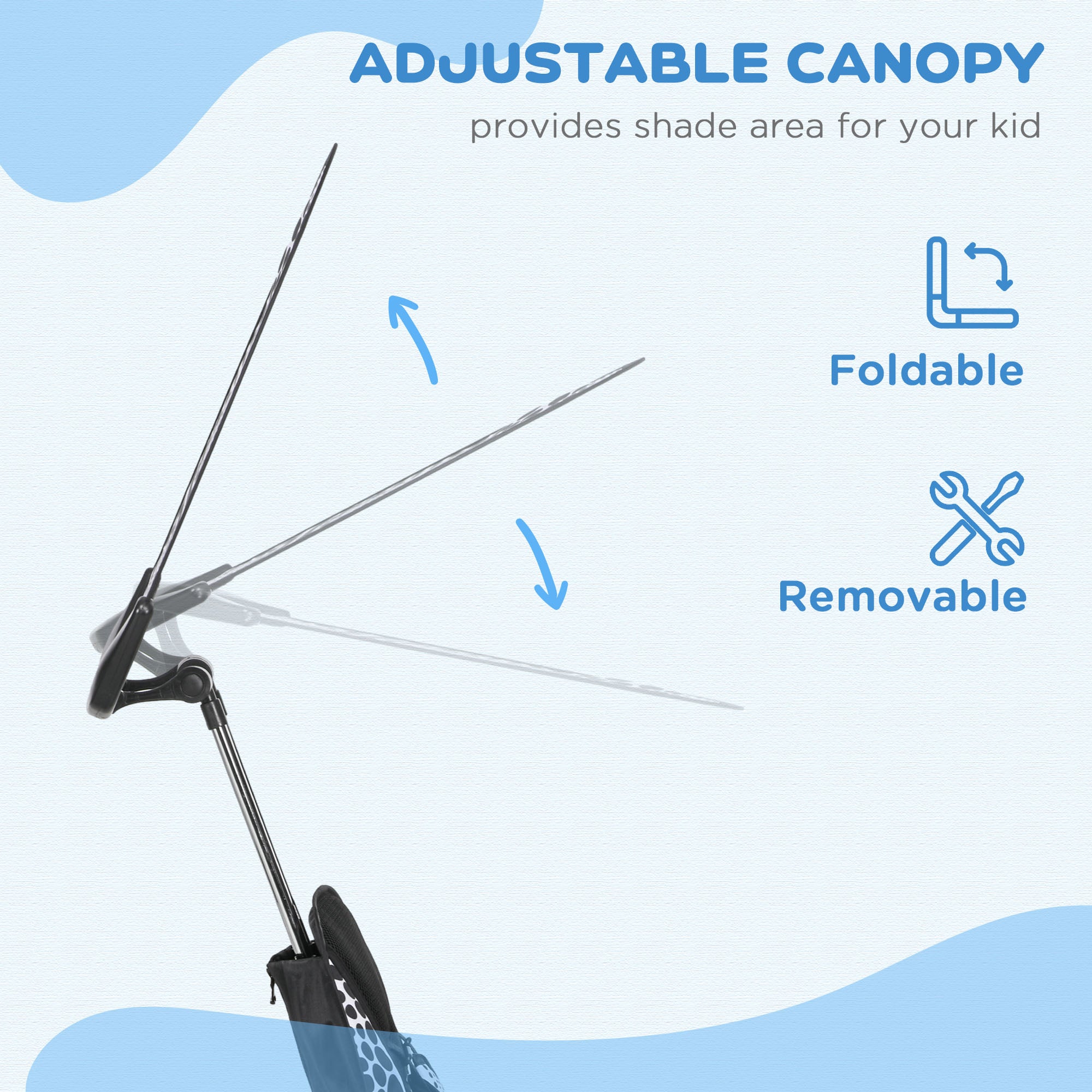 HOMCOM 4 in 1 Tricycle for Kids with 5-point harness straps, Removable Canopy, White - anydaydirect