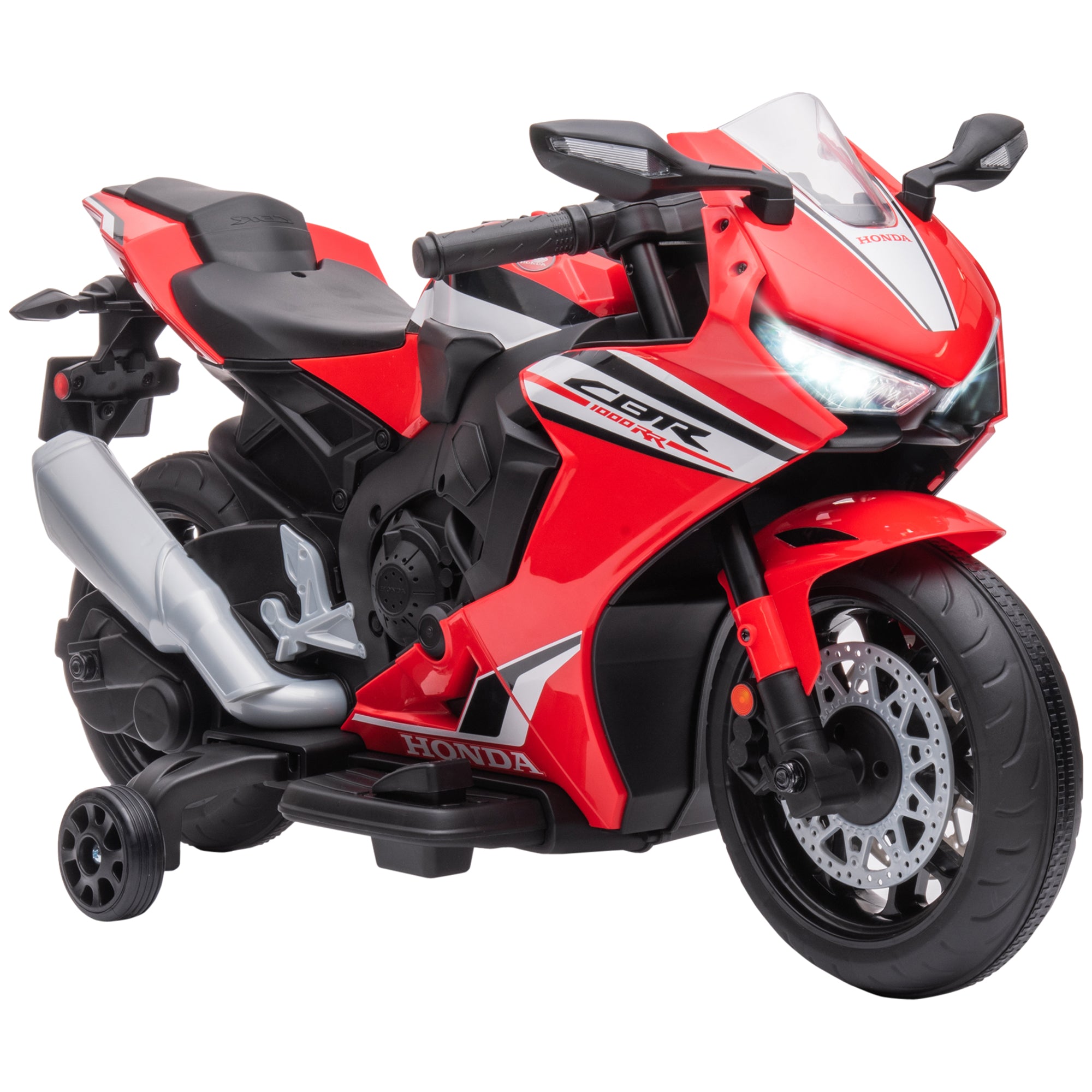 HOMCOM Electric Ride On Motorcycle with Headlights Music, 6V Battery Powered Kids Motorcycle Vehicle with Training Wheels, Play Toy Red - anydaydirect