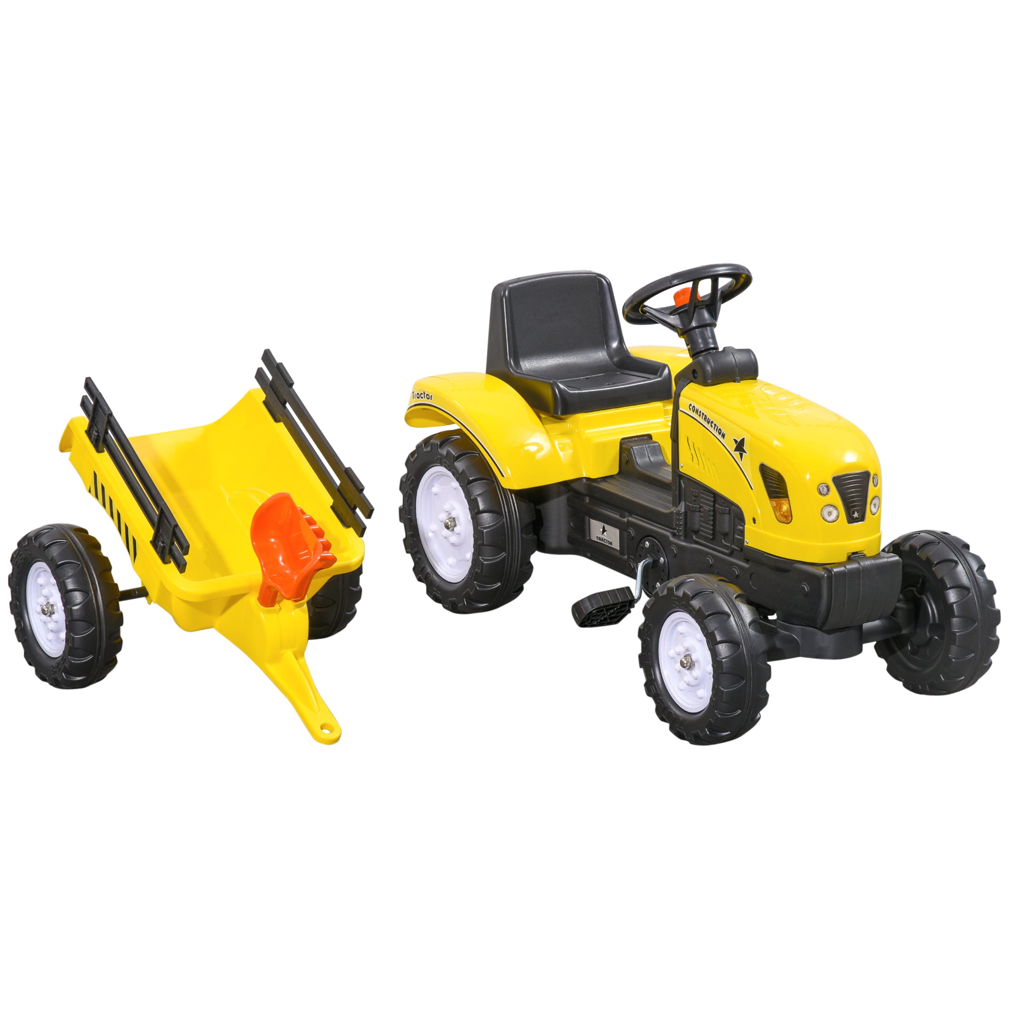 HOMCOM Pedal Go Kart Ride on Tractor w/ Shovel & Rake Four Wheels Child Toy - anydaydirect
