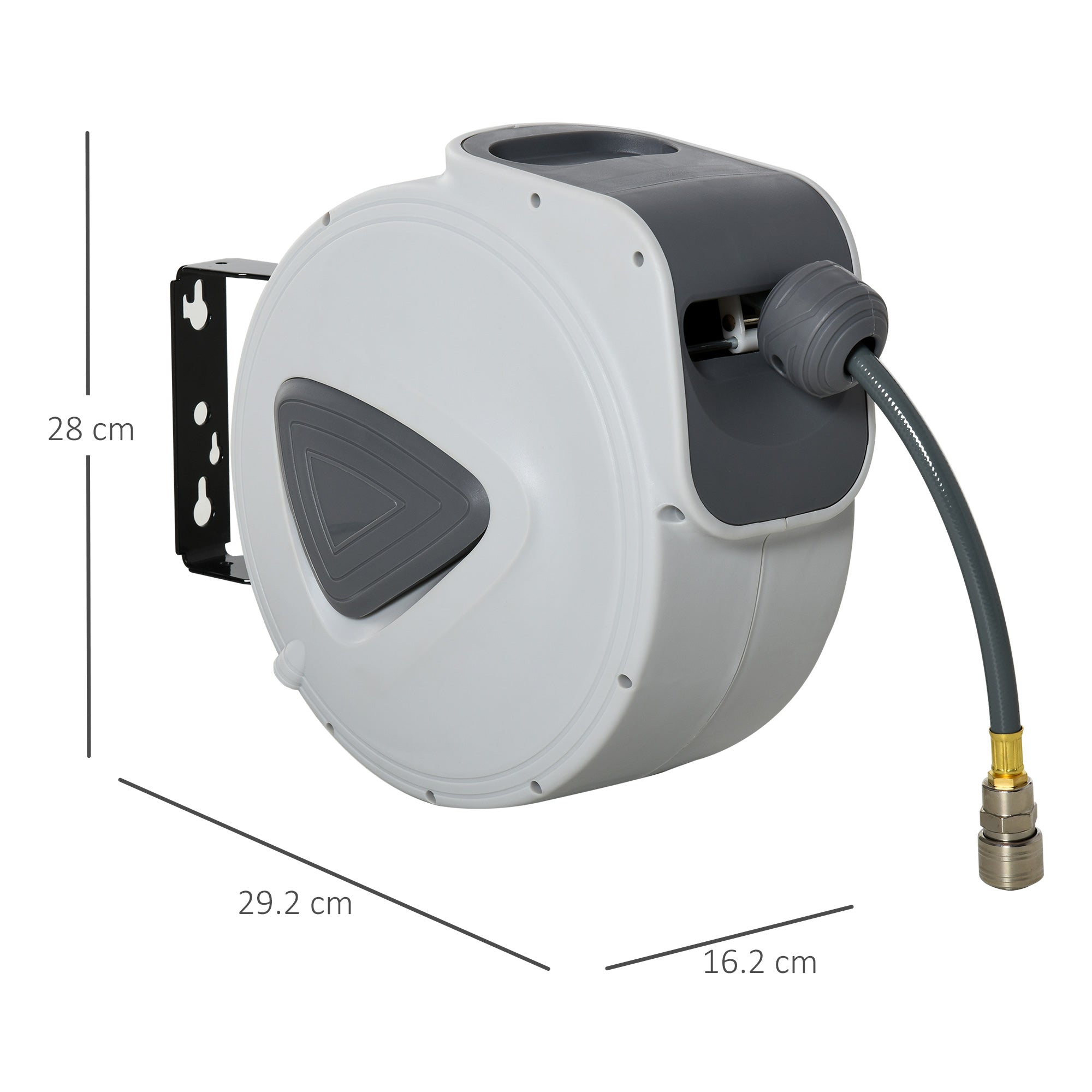 DURHAND Retractable Air Hose Reel 10m+ 90cm Hose Diameter 3/ 8" 9.5mm, Hose Connector 1/ 4" BSP, Wall Mount Auto Rewind Hose- Reel - anydaydirect
