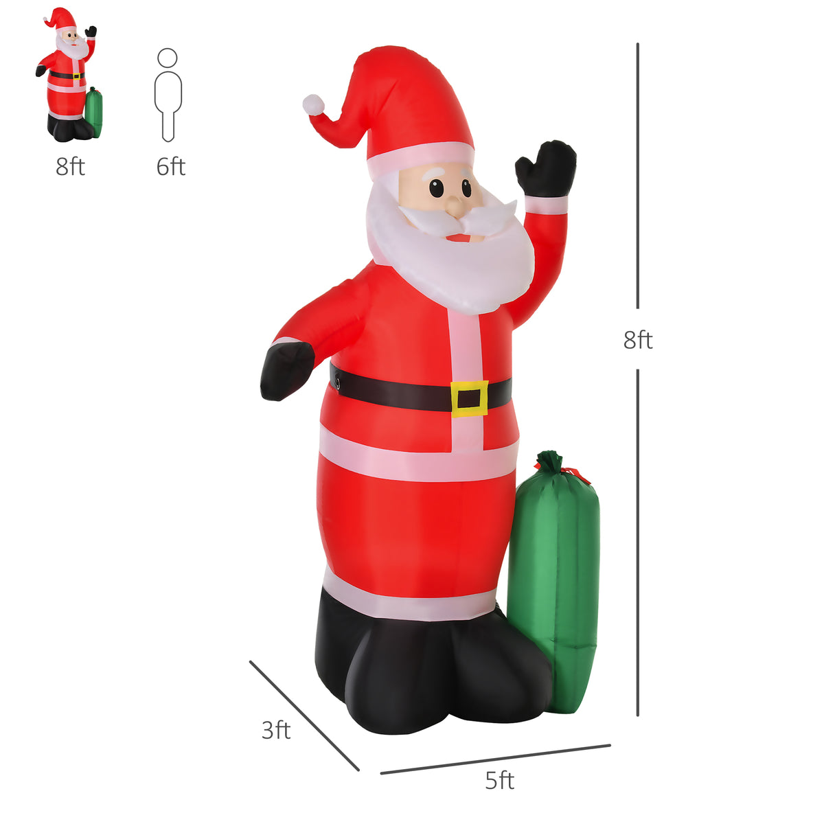 HOMCOM Inflatable 2.4m Santa Claus - anydaydirect