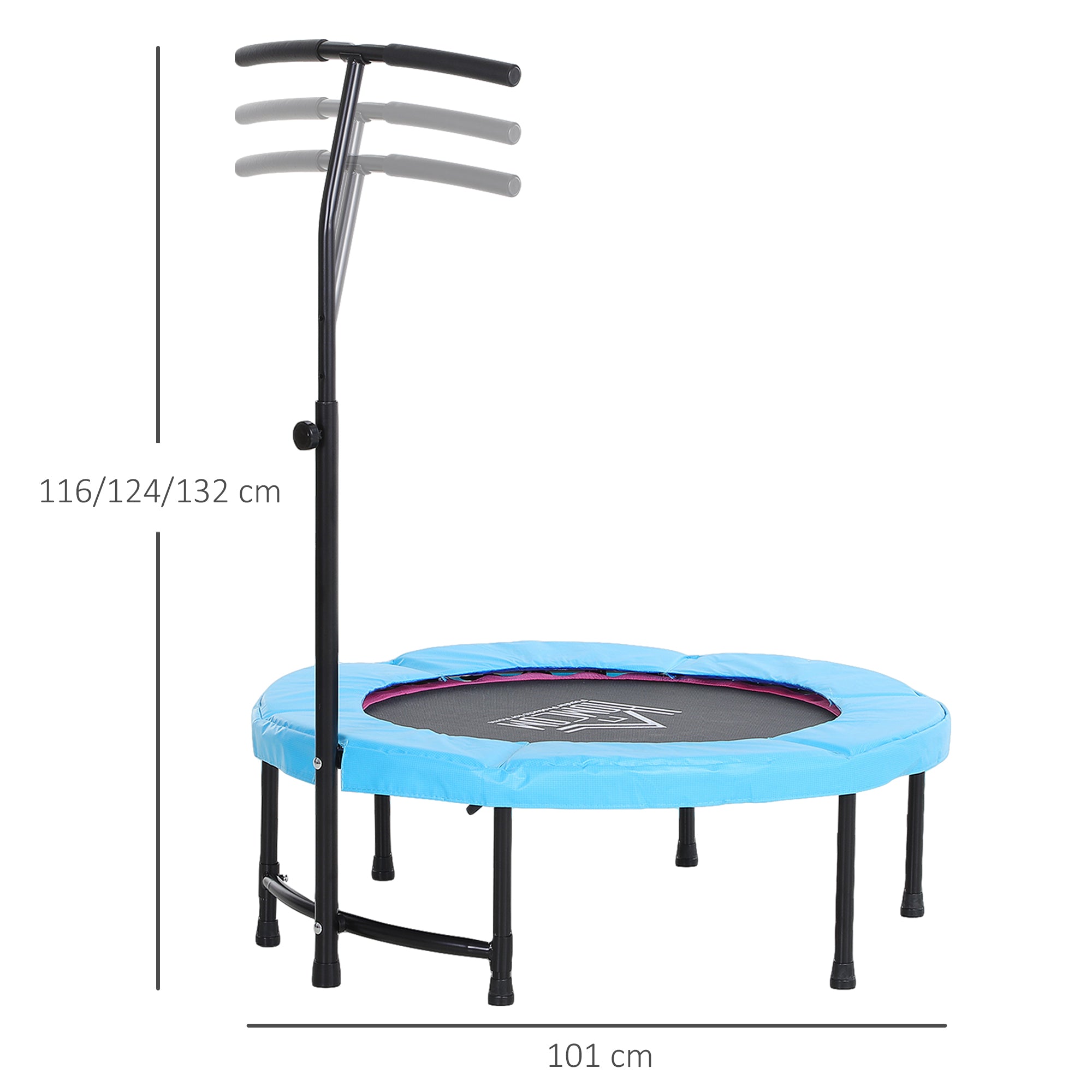 HOMCOM 40" Fitness Trampoline with Adjustable Handle, Rebounder Trampoline, Mini Jumper for Indoor Exercise Workout, Blue - anydaydirect