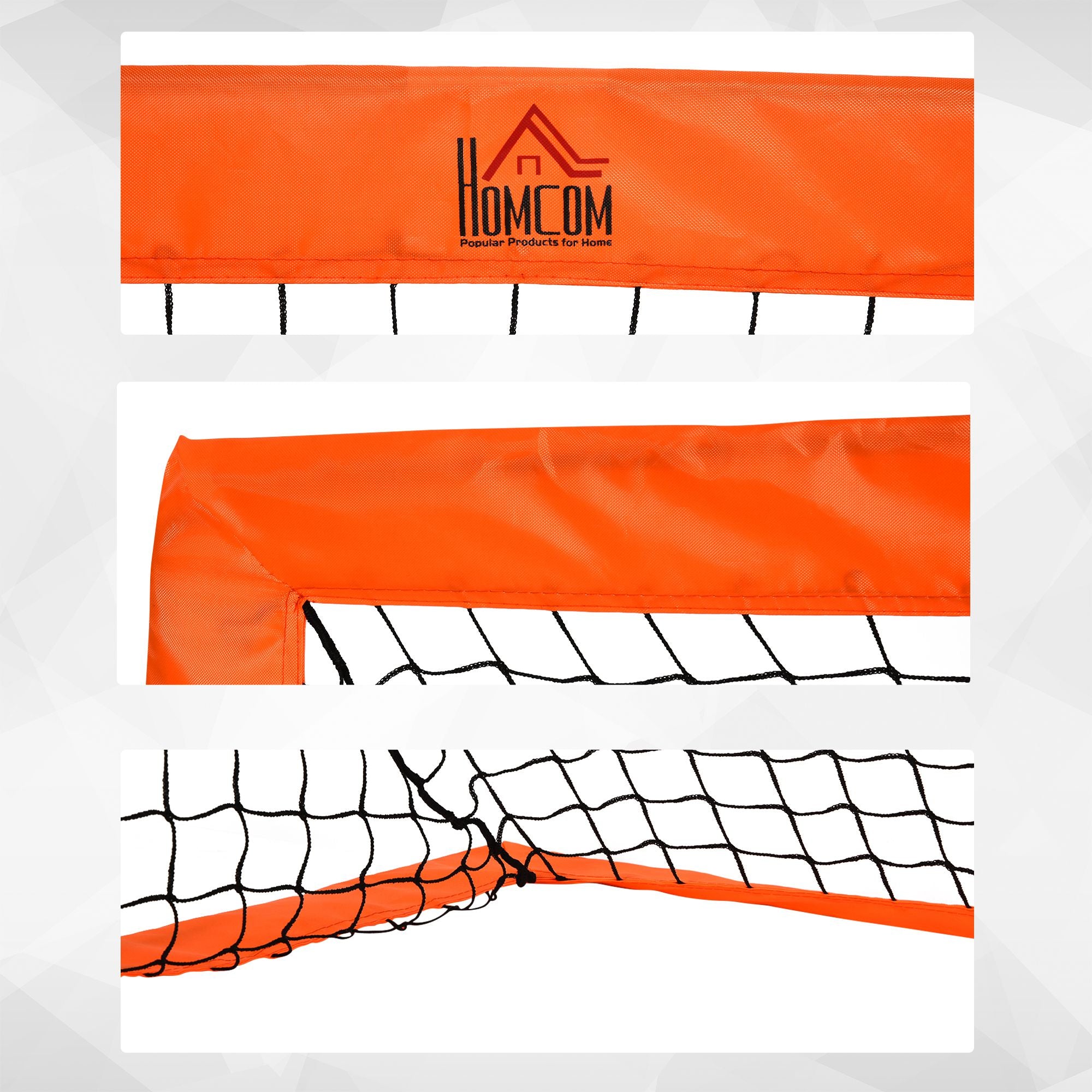 HOMCOM Set of 2 Football Goal Net 6 x 3 ft Foldable Outdoor Sport Training Teens Adults Football with Carrying Bag Orange - anydaydirect