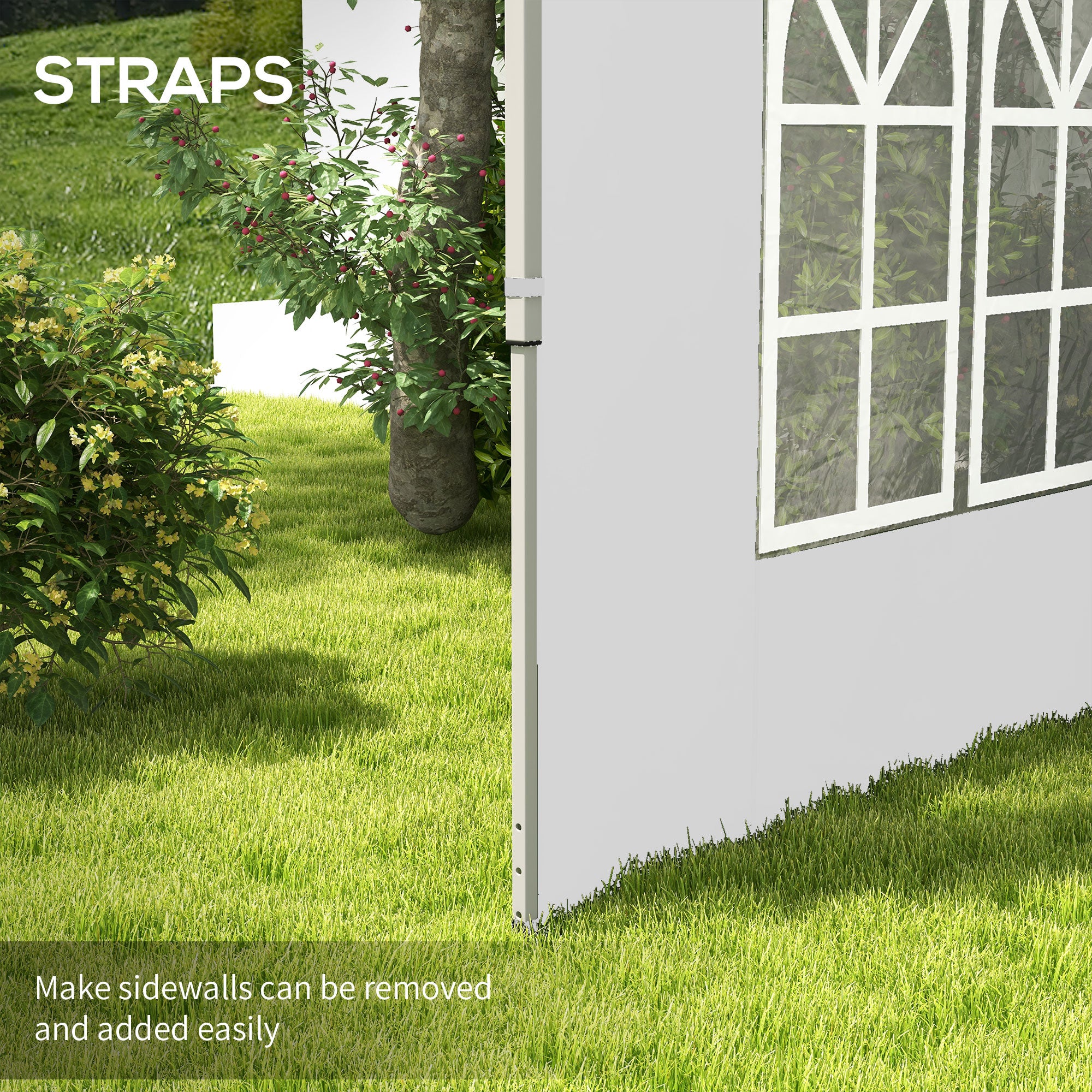 Outsunny Gazebo Side Panels, Sides Replacement with Window for 3x3(m) or 3x4m Pop Up Gazebo, 2 Pack, White - anydaydirect