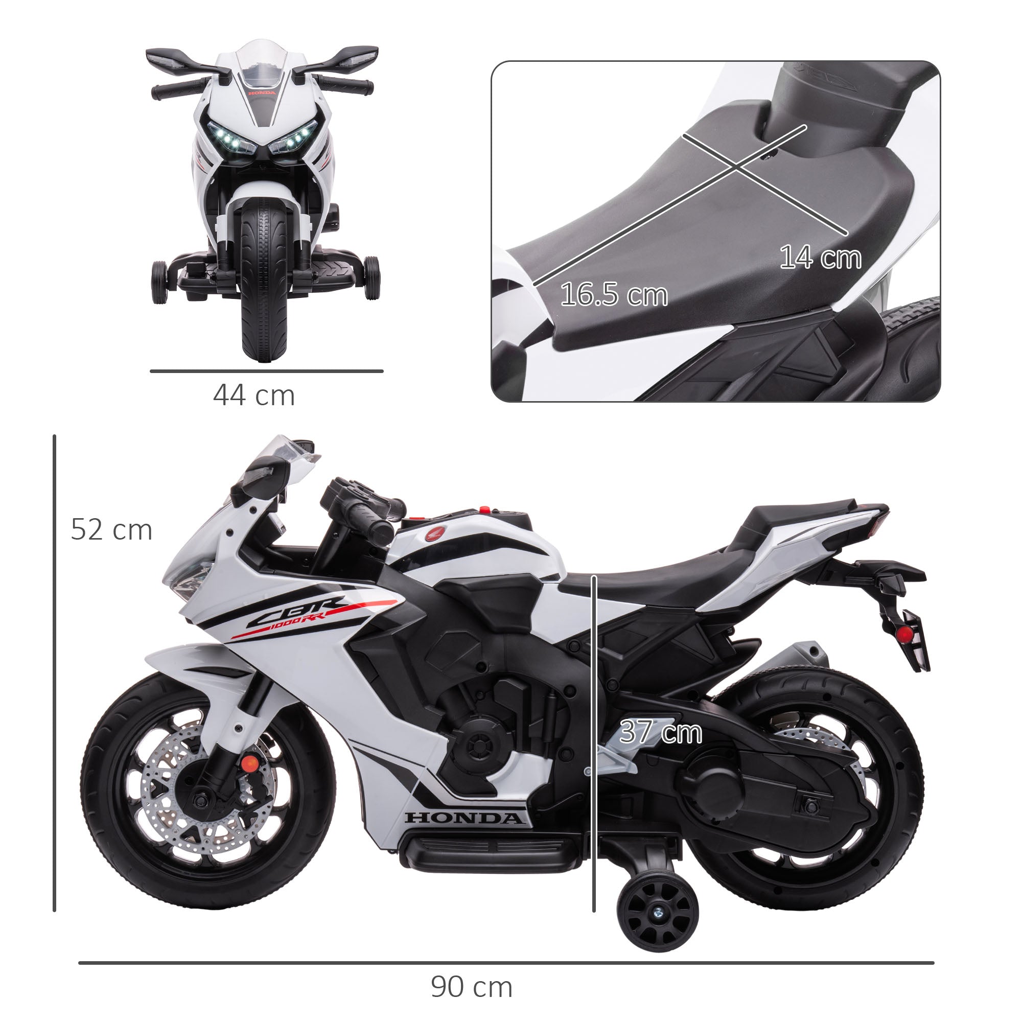 HOMCOM Electric Ride On Motorcycle with Headlights Music, 6V Battery Powered Kids Motorcycle Vehicle with Training Wheels, for 3-5 Years Old, White - anydaydirect