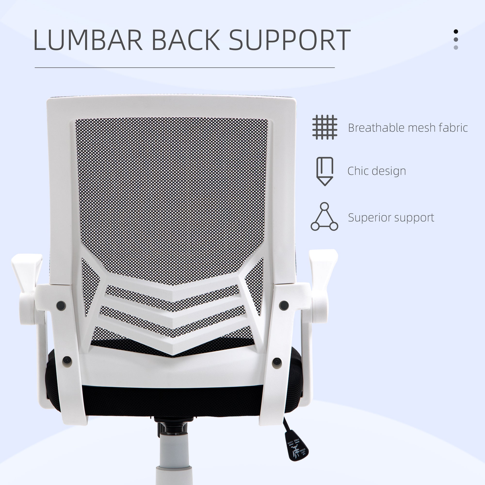 Vinsetto Mesh Office Chair, Computer Desk Chair with Flip-up Armrests, Lumbar Back Support and Swivel Wheels, Black - anydaydirect