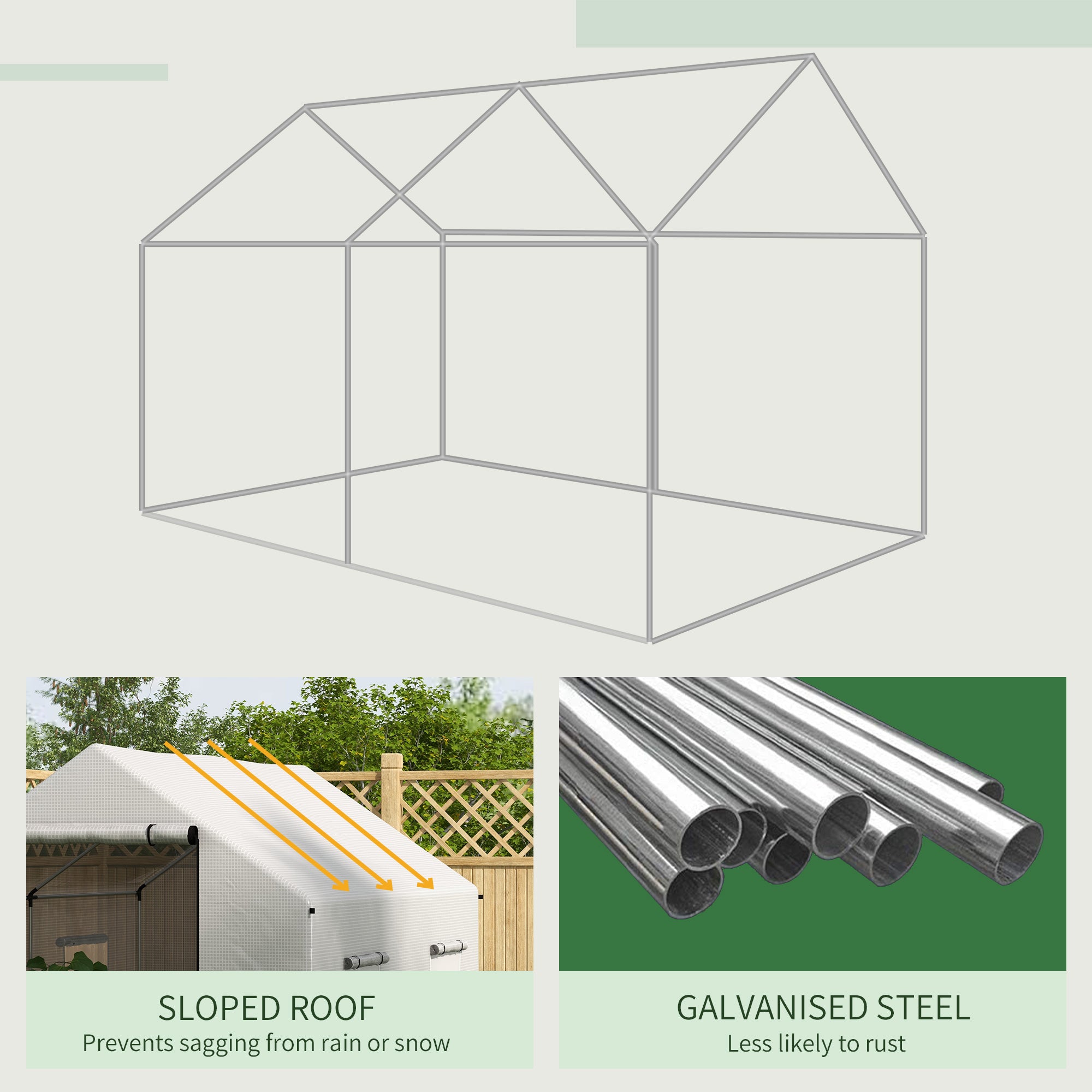 Outsunny Polyethylene Walk-in Polytunnel Greenhouse, 2 x 3(m), White - anydaydirect